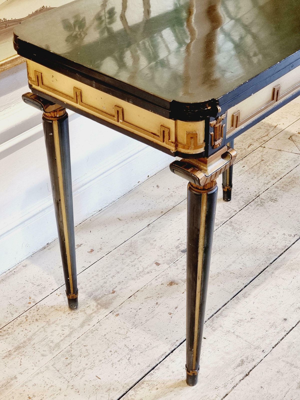 Furniture Swedish Grace, Game Table With Decor Of Meander In Relief, 1920/30s. photo