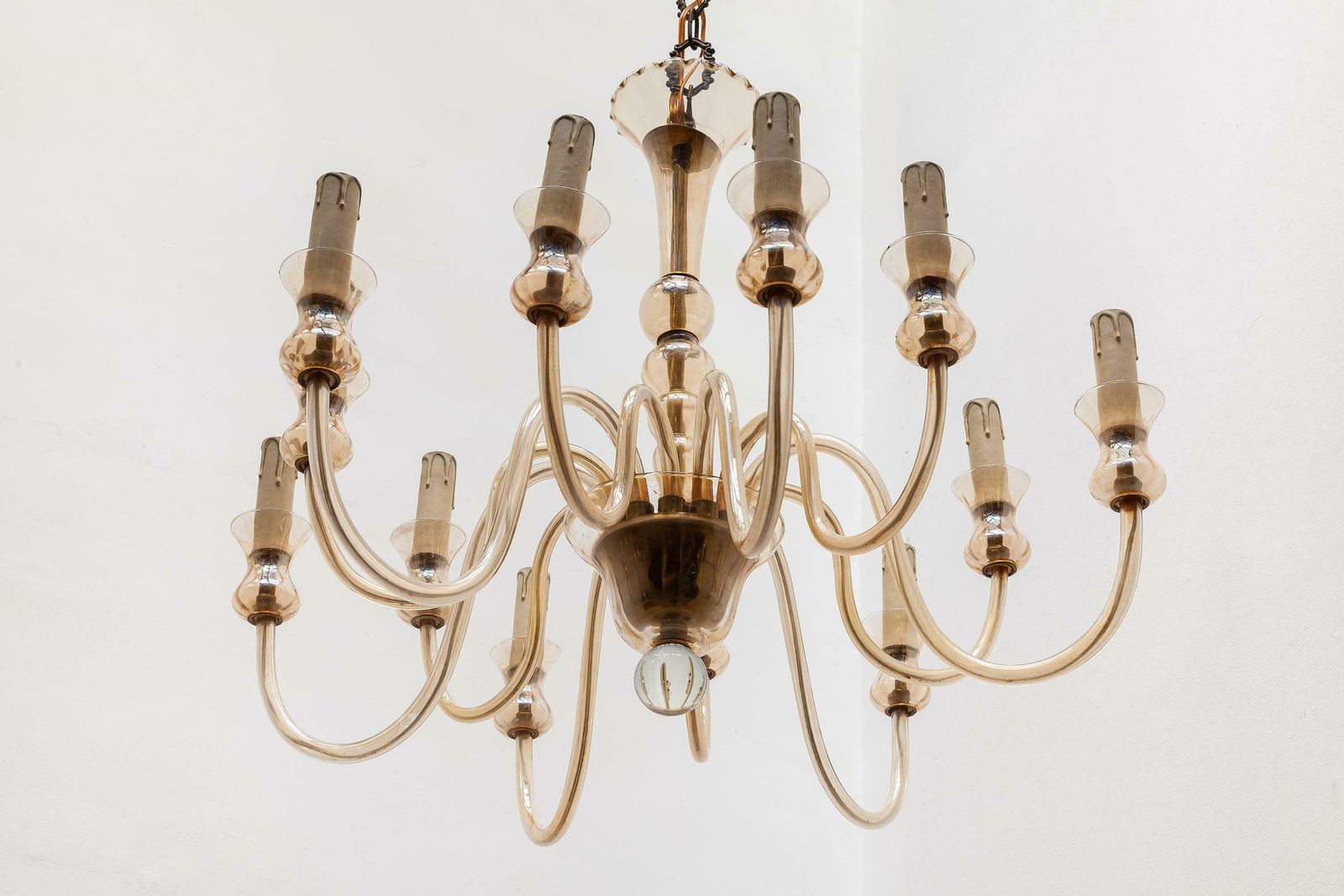 Hollywood Regency Venetian Glass Chandelier, Twelve Arms Of Light photo furniture