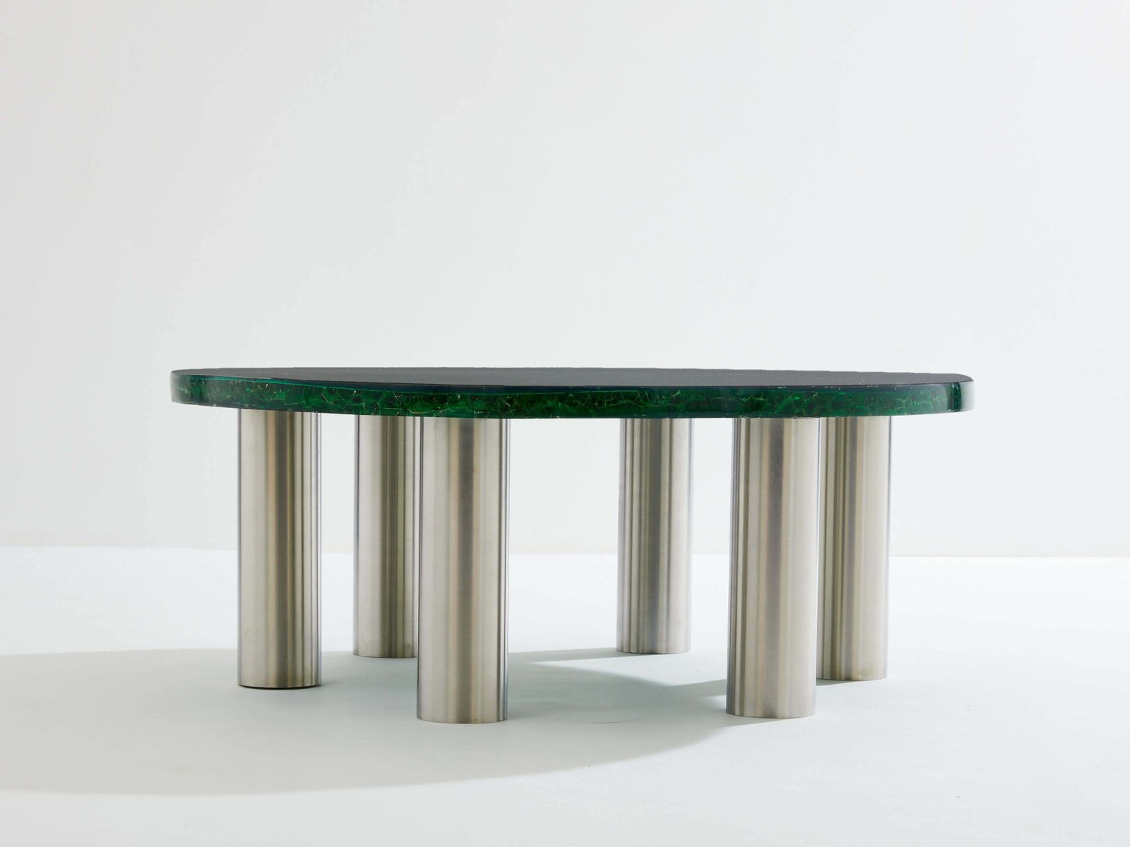 Table basse ronde en résine fractale Marie-Claude de Fouquières, années 1970 photo buy
