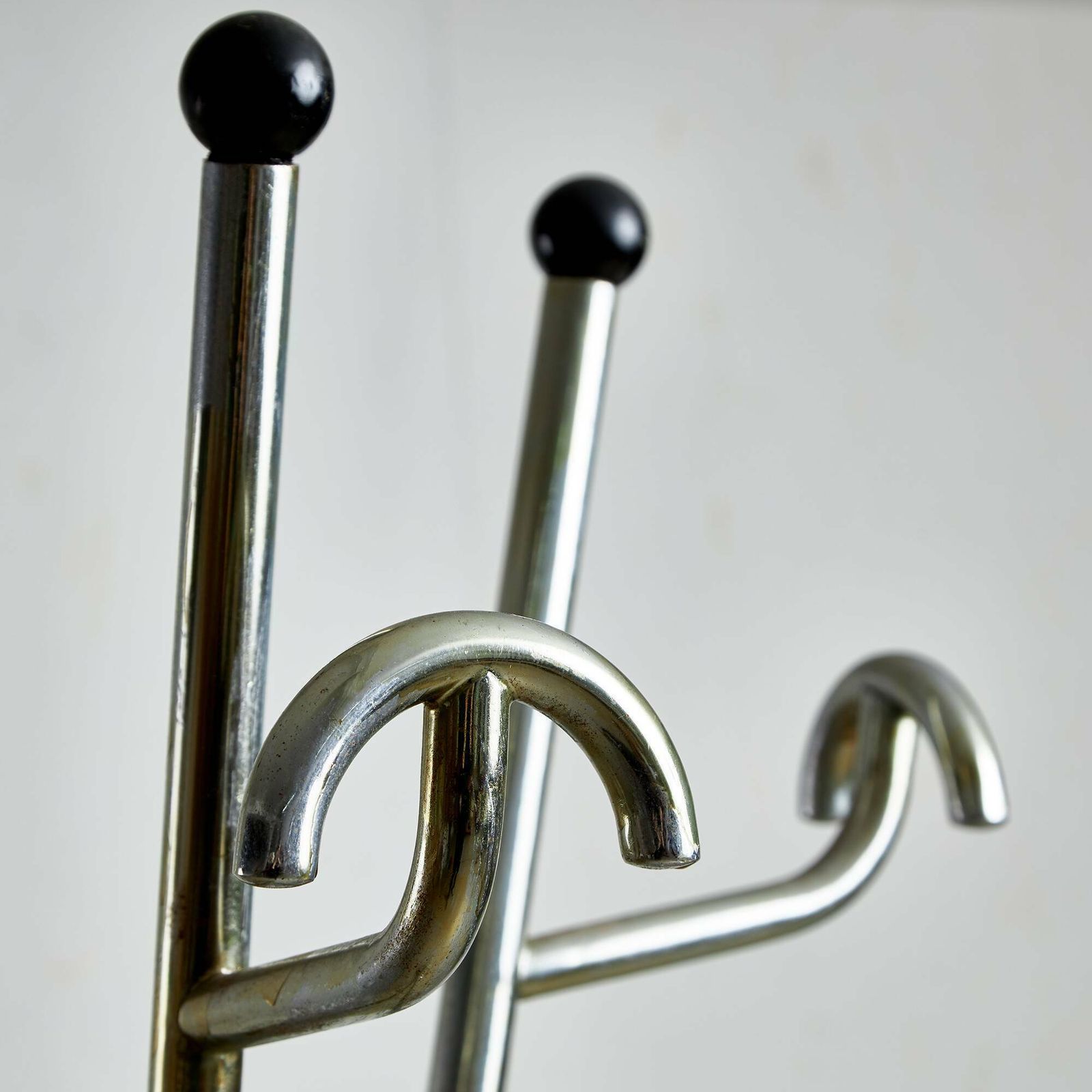 Postmodern Coat Rack With Four Arms, Umbrella Stand And Black Vinyl Spheres photo furniture