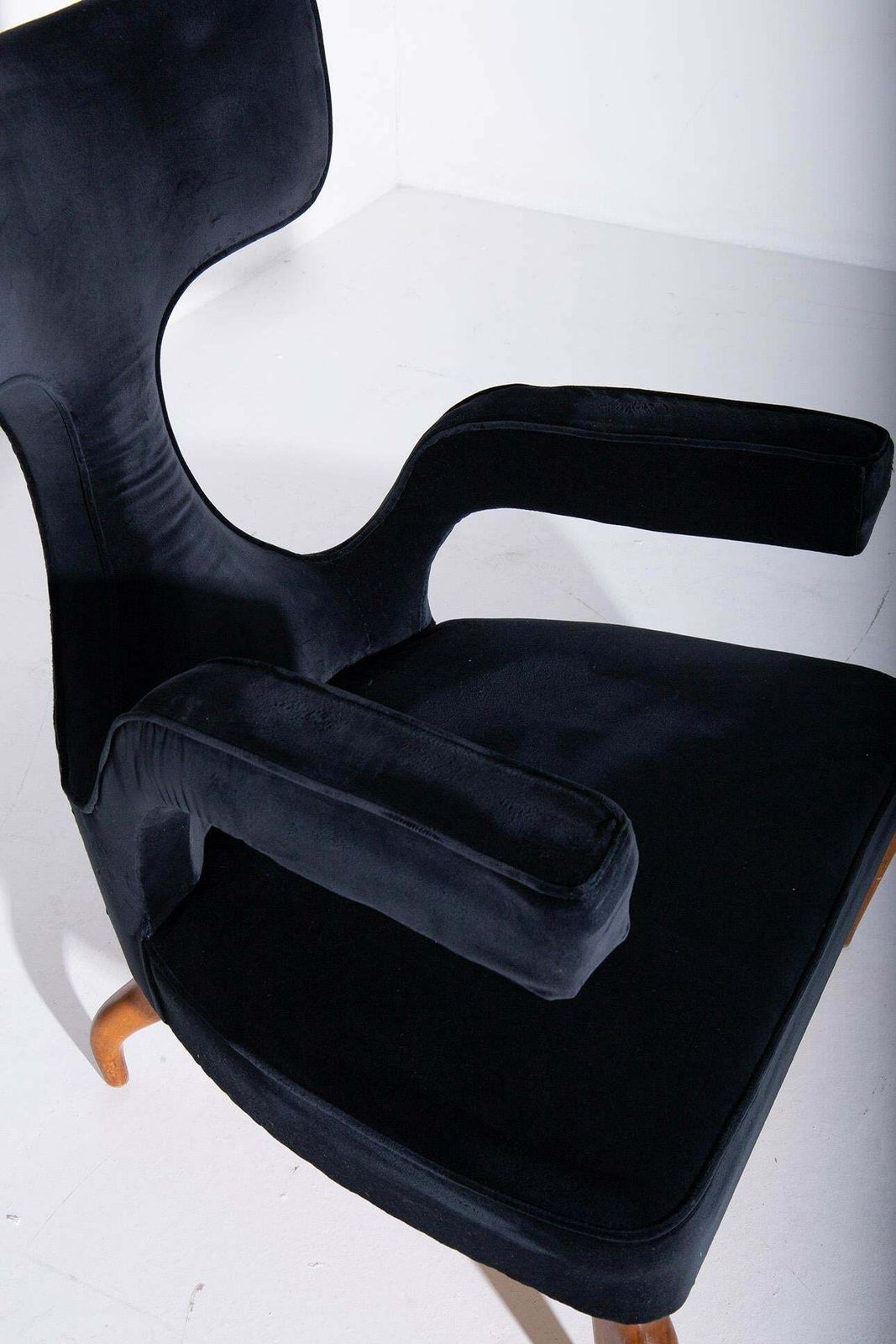 Pair Of Zavanella Wood And Black Velvet Chairs photo furniture