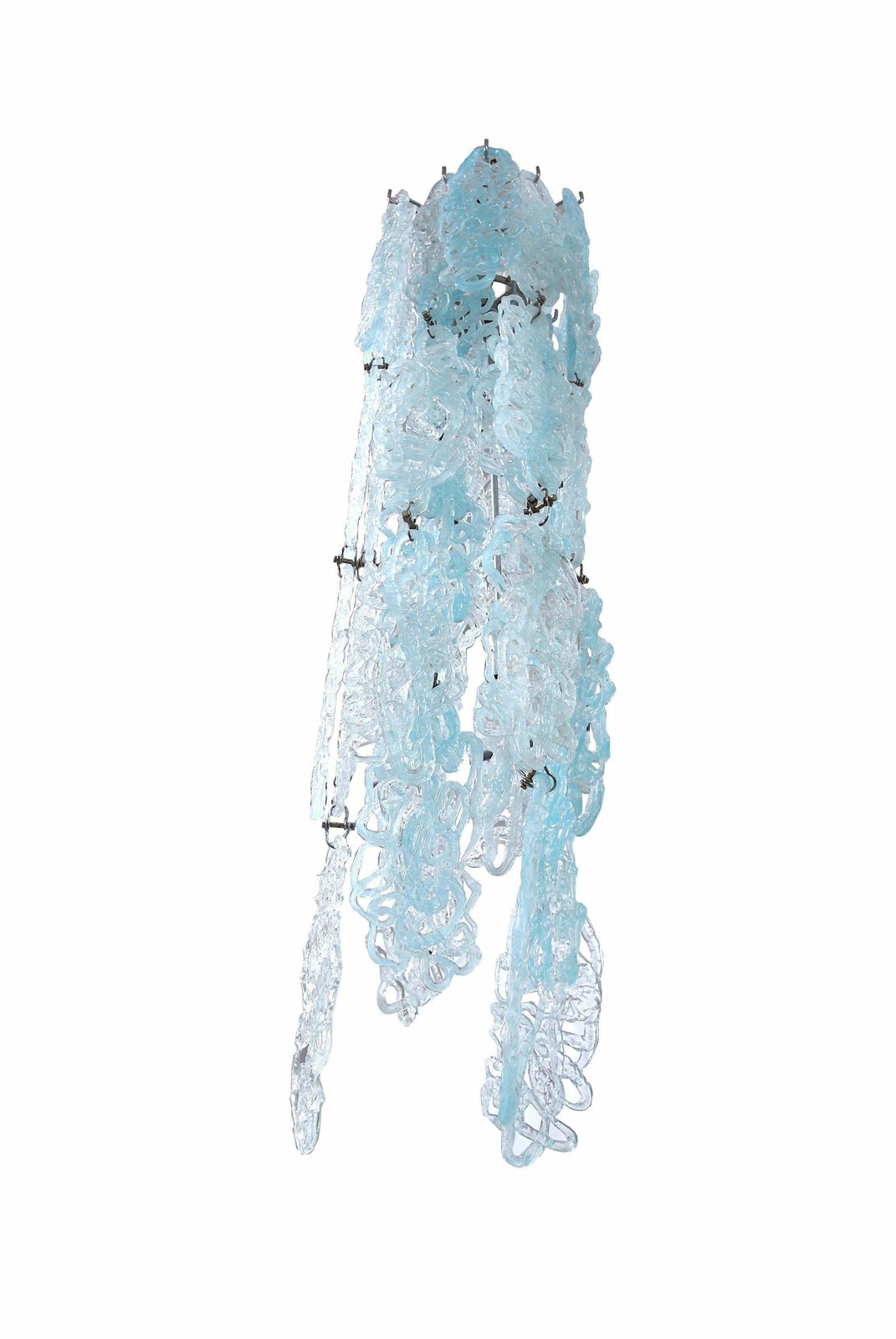 Vistosi Italian Midcentury Chandelier In Etched Glass, 1950s photo Lighting