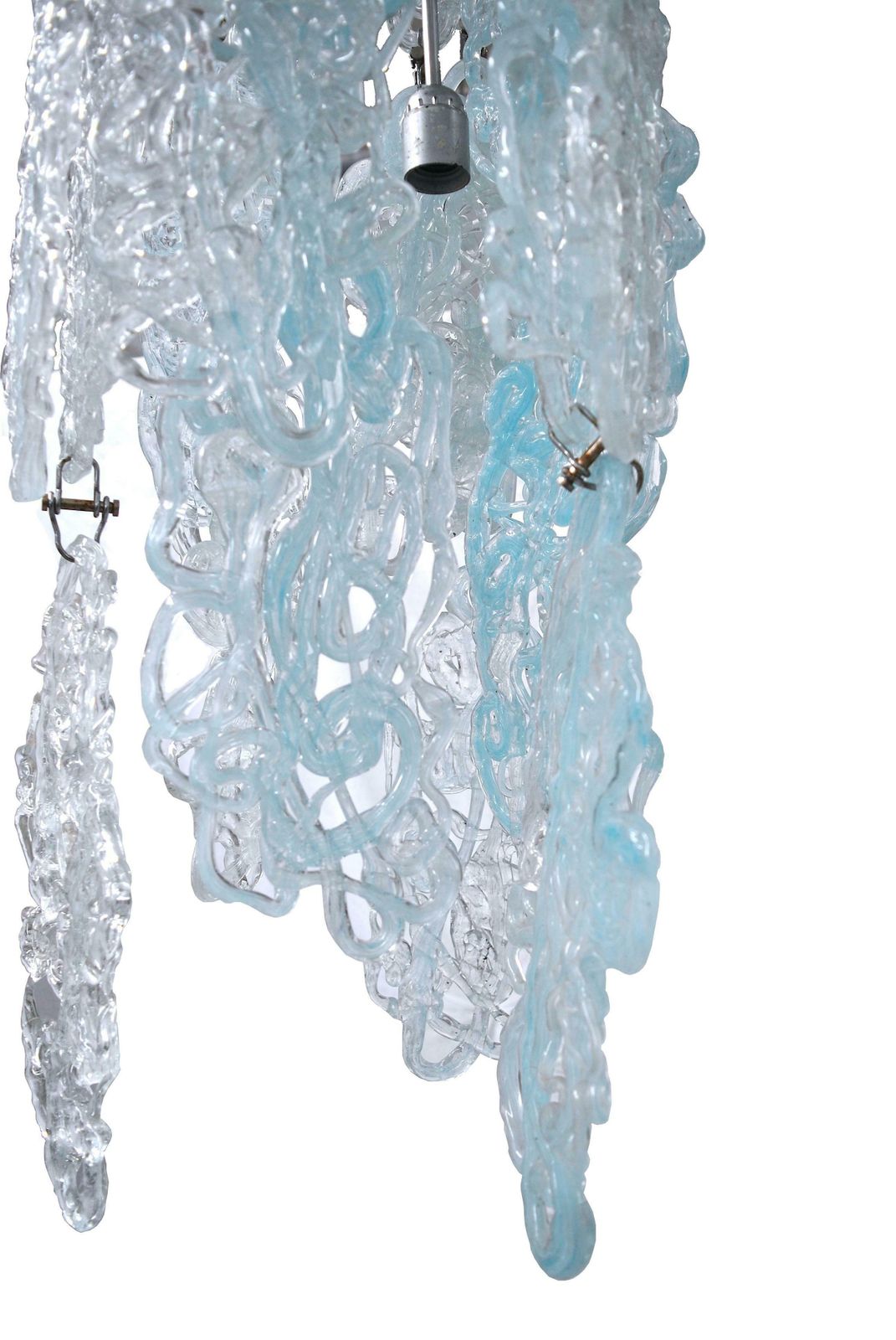 Vistosi Italian Midcentury Chandelier In Etched Glass, 1950s photo 3748.0
