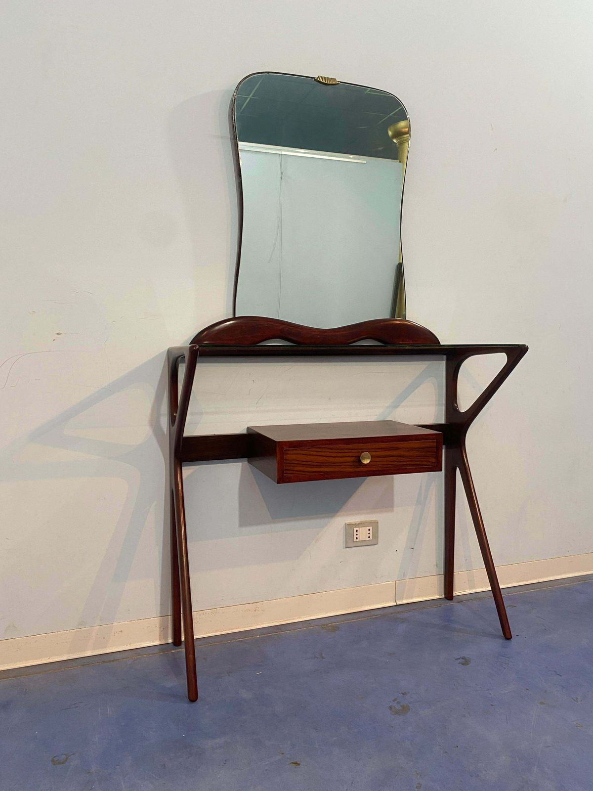 Italian Mid Century Console Table With Mirror Attributed To Ico Parisi, 1950s photo Furniture