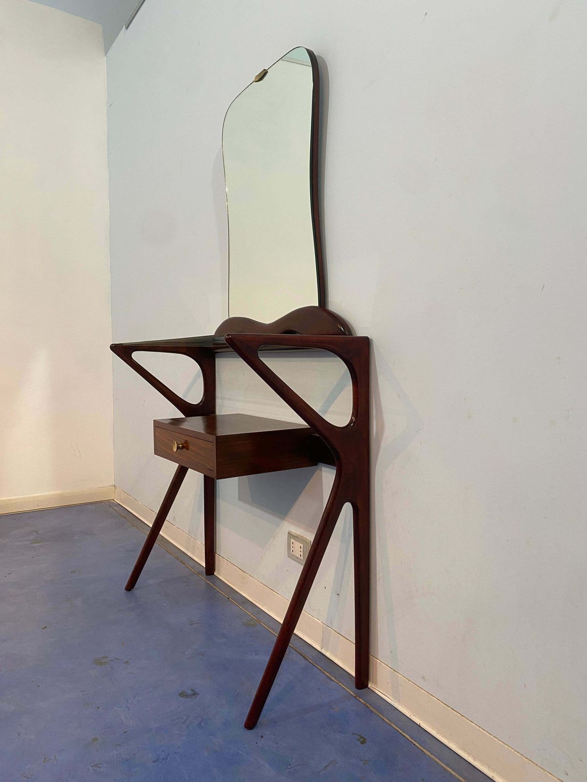 Italian Mid Century Console Table With Mirror Attributed To Ico Parisi, 1950s photo 3712.0