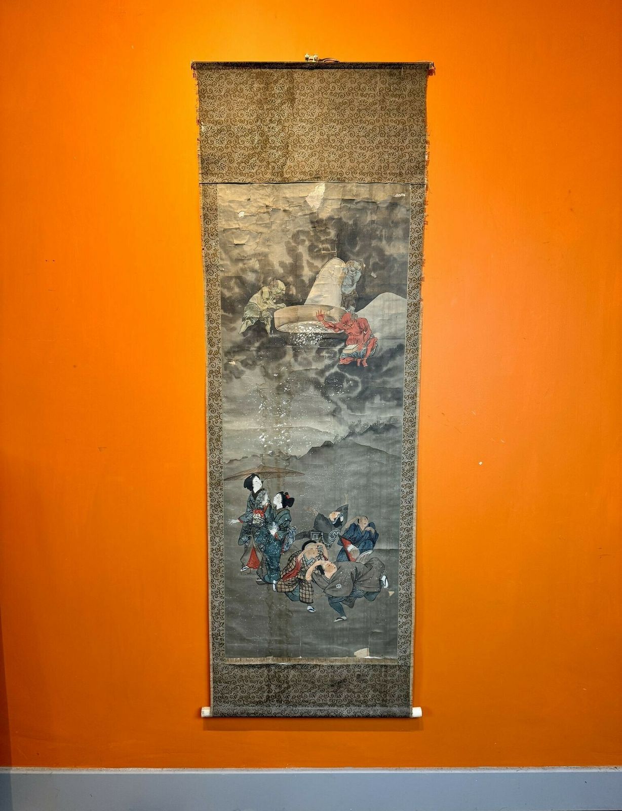 Japanese Scroll Painting Depicting The First Snow