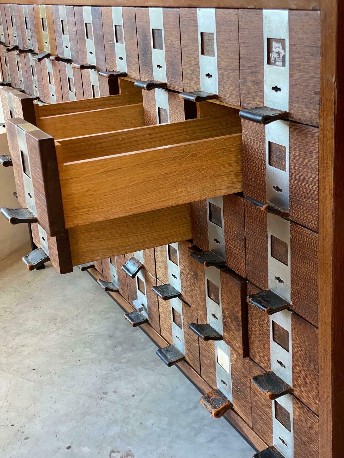 photo for sale Large Fifty Drawers Shop Counter, Display Sideboard 1958 De Coene, Belgium