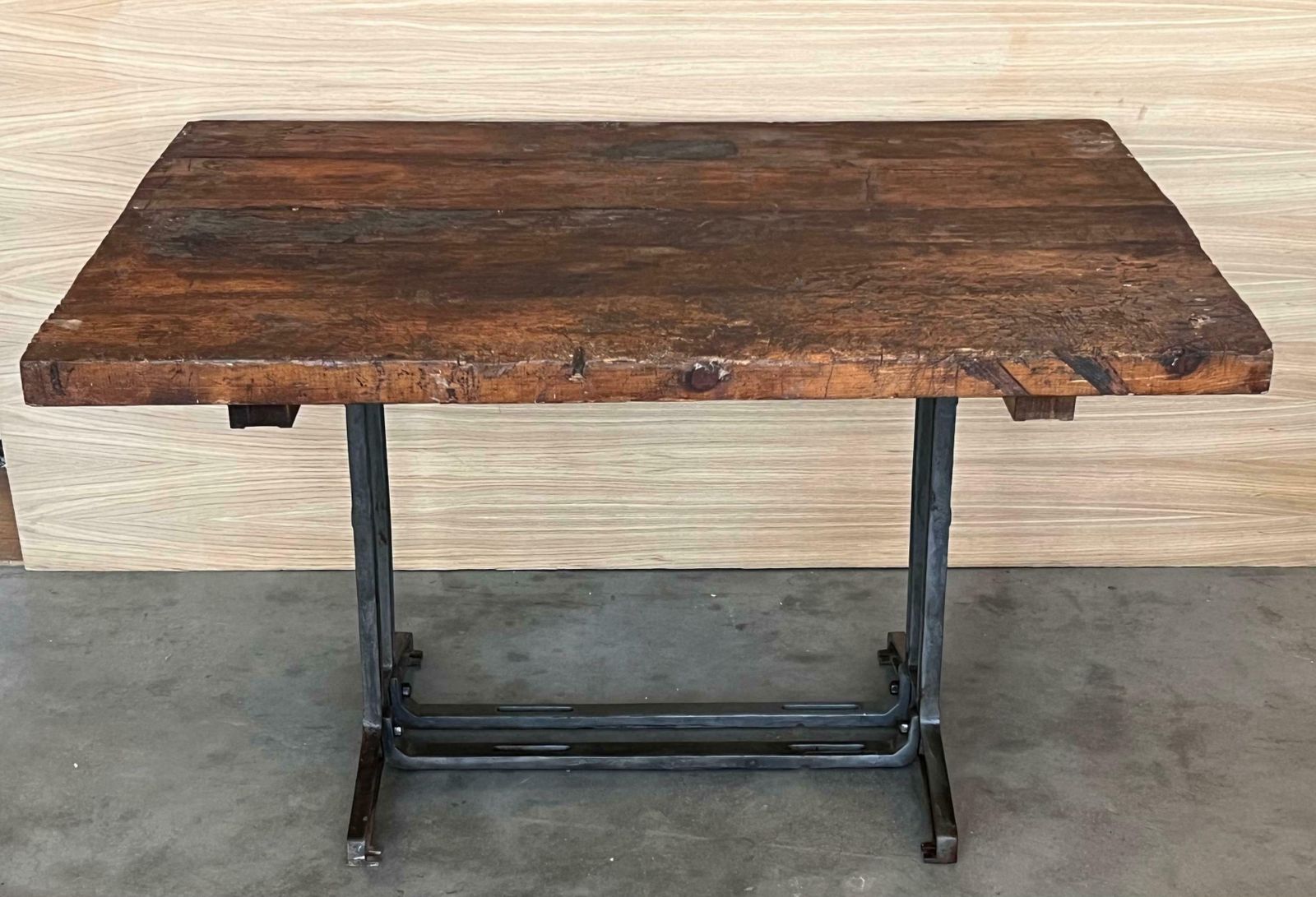 French Solid Cast Iron French Work Table With Wood Top photo Furniture
