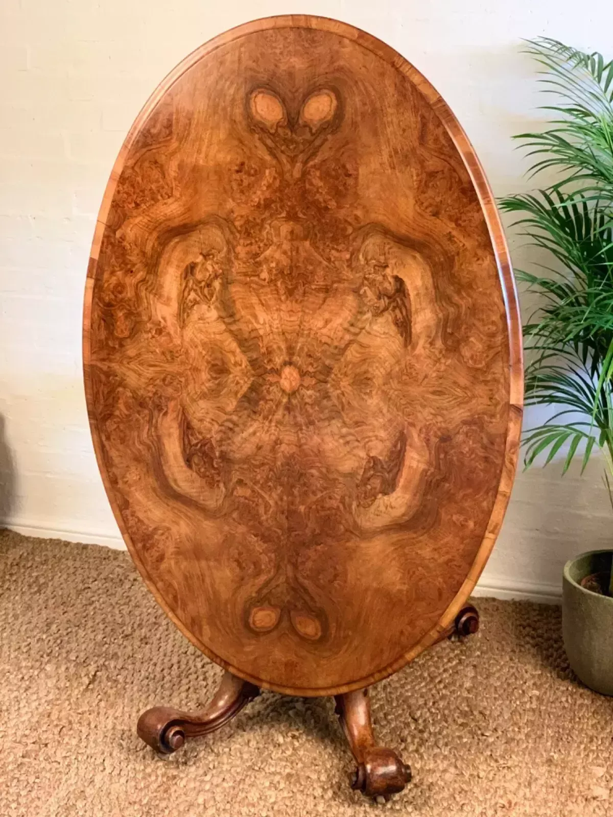 Antique Victorian Figured Walnut Center Table photo Furniture