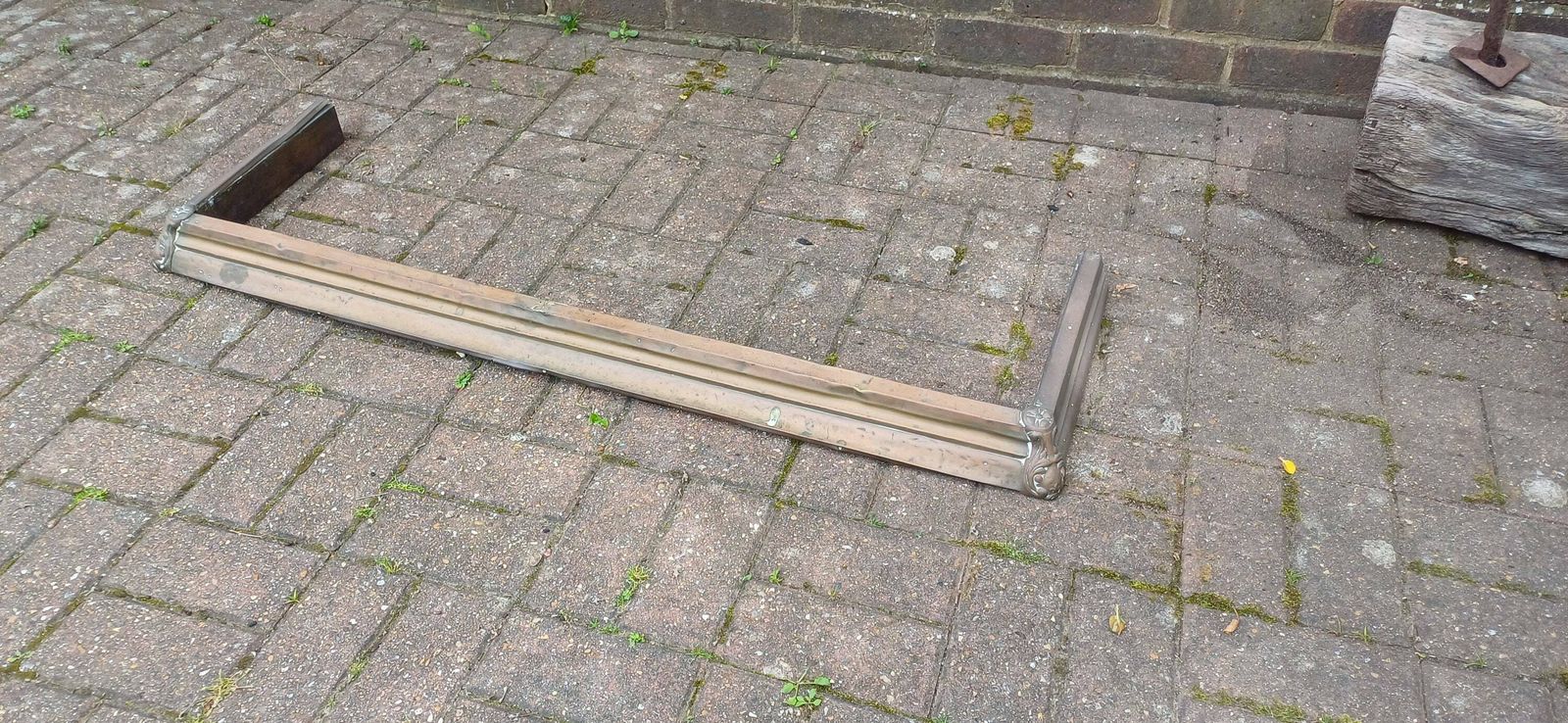 Vintage Age Worn Brass Fender Fire Guard Fireplace.