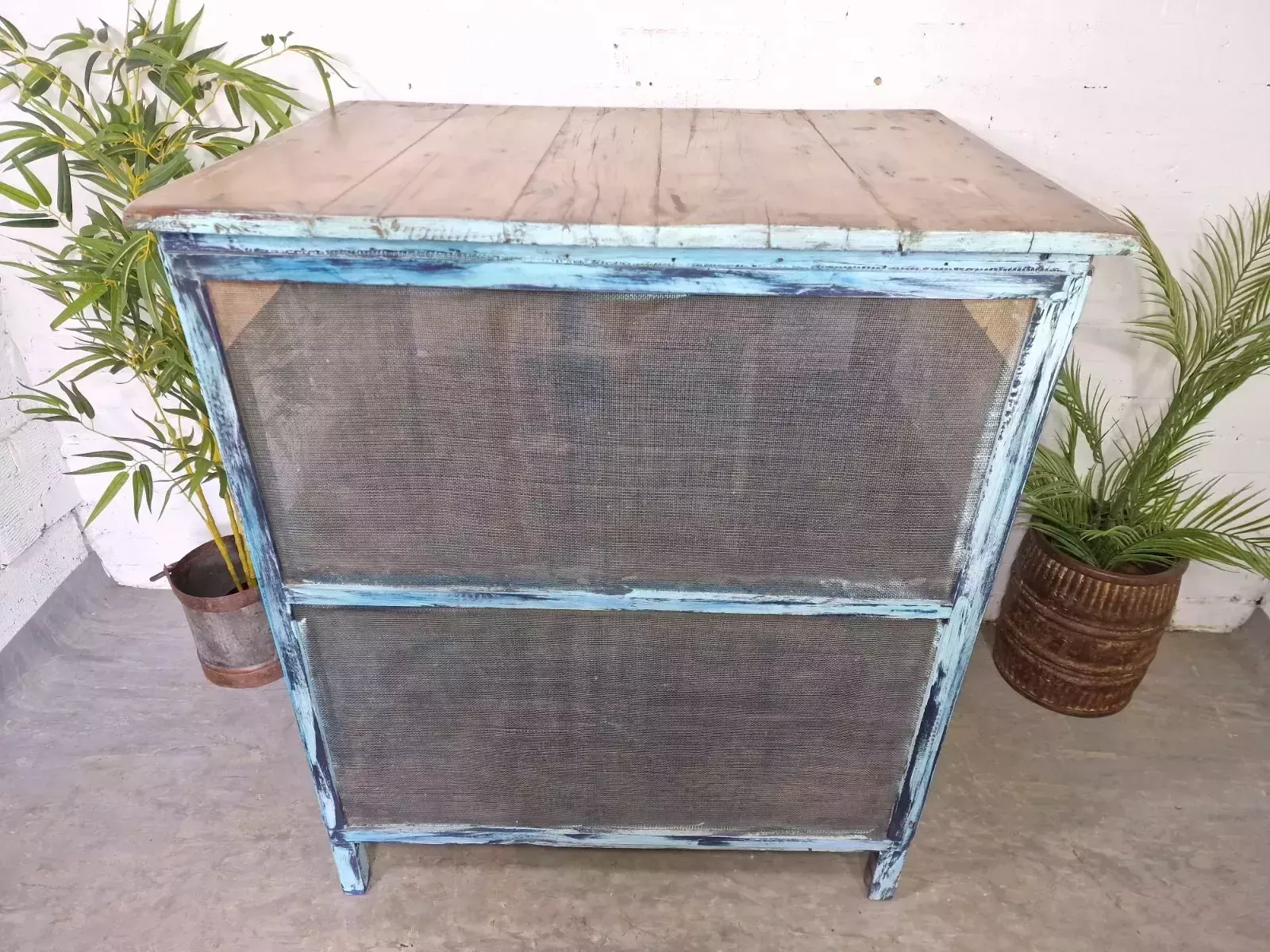 Large Vintage Indian Kitchen Island Sideboard Console Table Drinks Tv Cabinet photo vintage