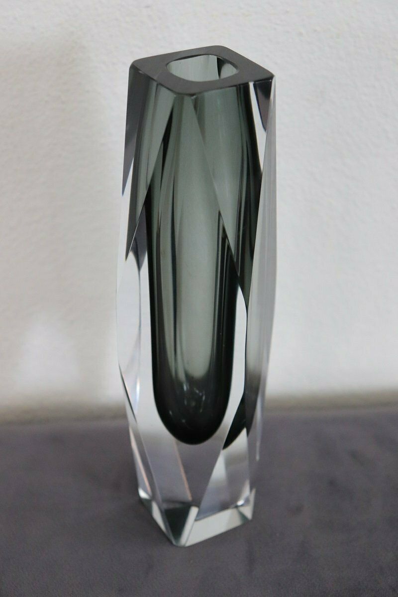 Art Glass Smoked Grey Vase Attributed To Flavio Poli For A. Mandruzzato, 1960s photo Home Decor