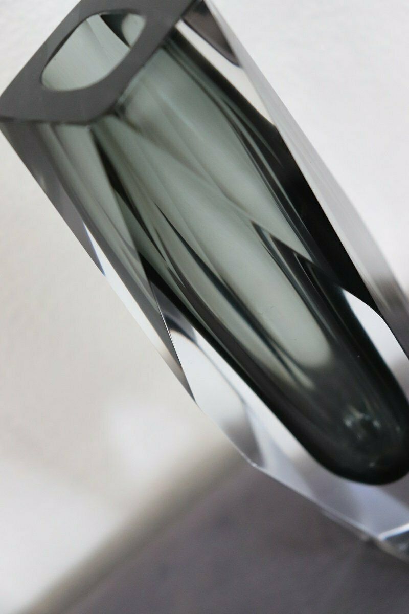 Art Glass Smoked Grey Vase Attributed To Flavio Poli For A. Mandruzzato, 1960s photo 1155.0