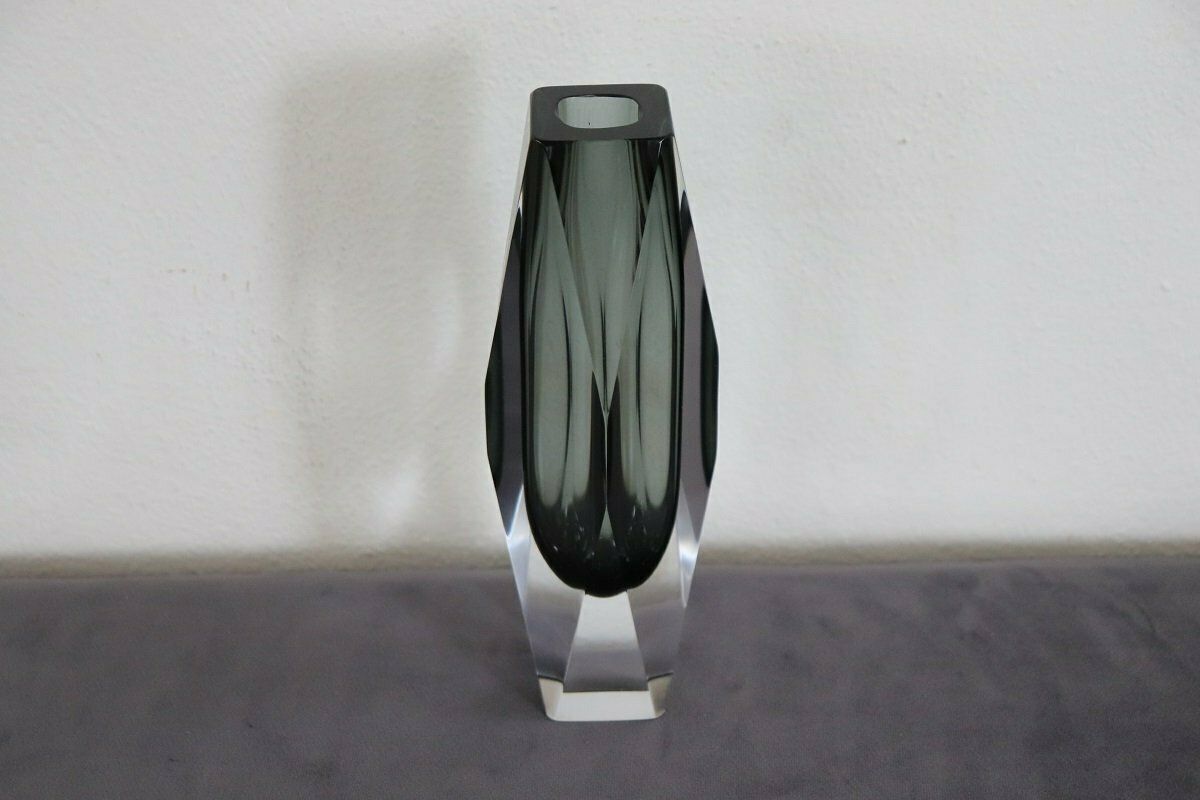 photo for sale Art Glass Smoked Grey Vase Attributed To Flavio Poli For A. Mandruzzato, 1960s