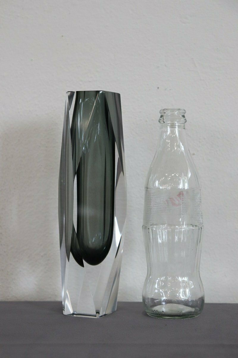 1155.0 Art Glass Smoked Grey Vase Attributed To Flavio Poli For A. Mandruzzato, 1960s photo