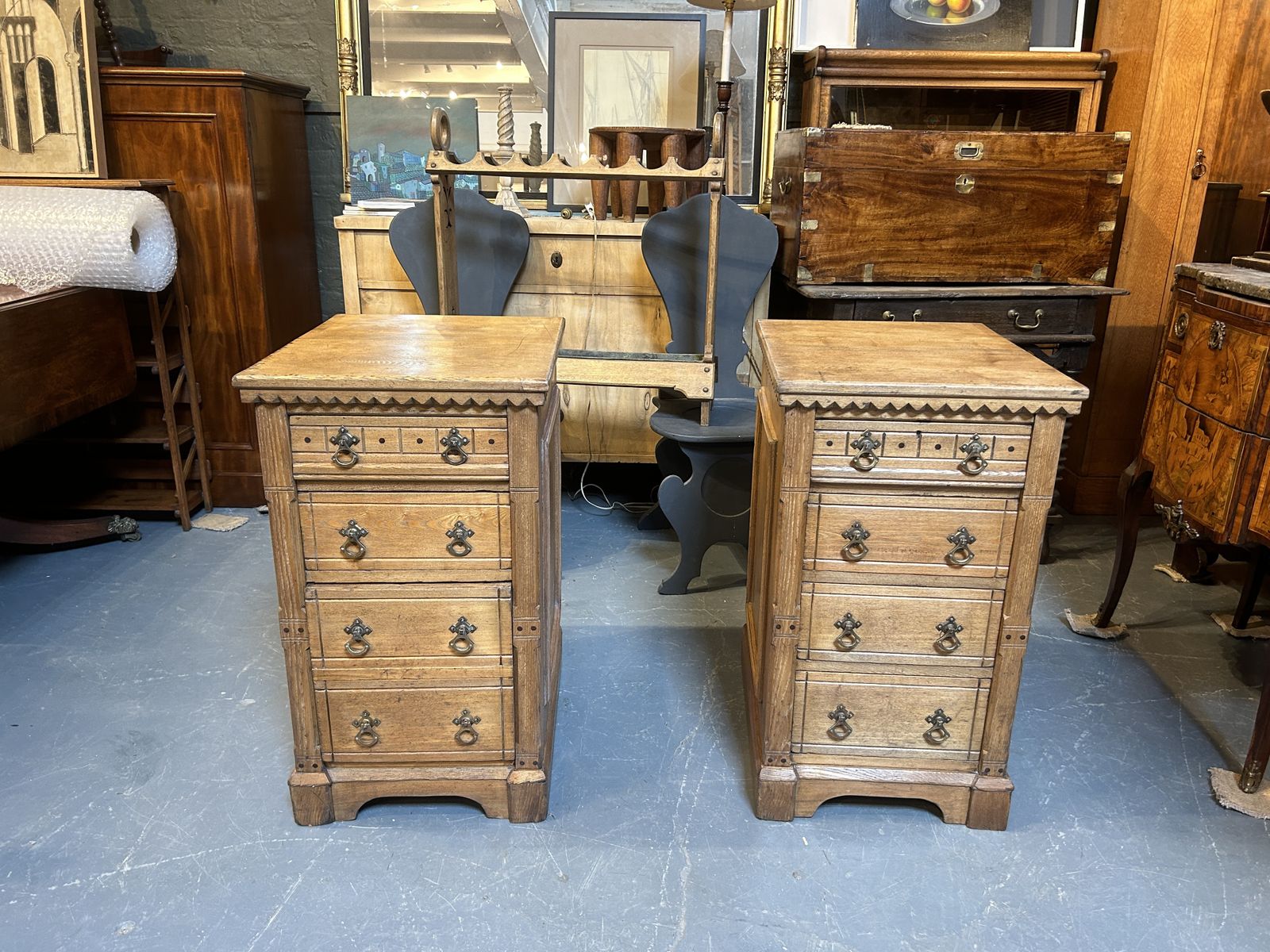 Pair Gothic Bedside Chests Of Drawers photo 1560.0