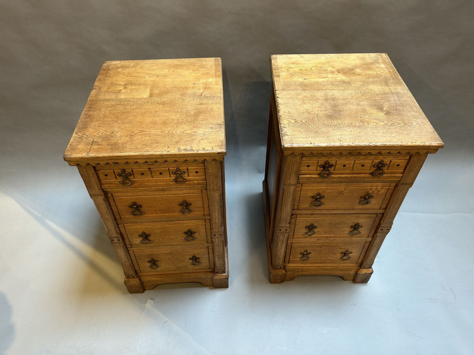 Pair Gothic Bedside Chests Of Drawers photo vintage