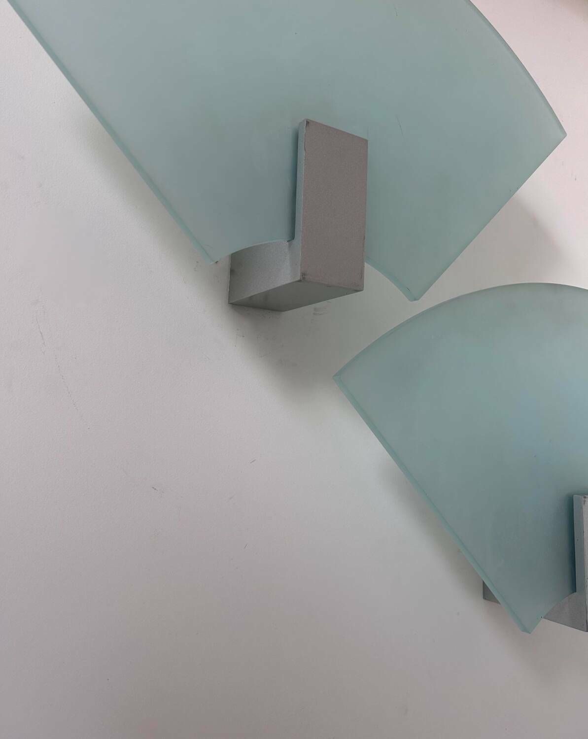 Pair Of Vintage Sandblasted Glass Wall Lights, Italy 1980s photo vinterior