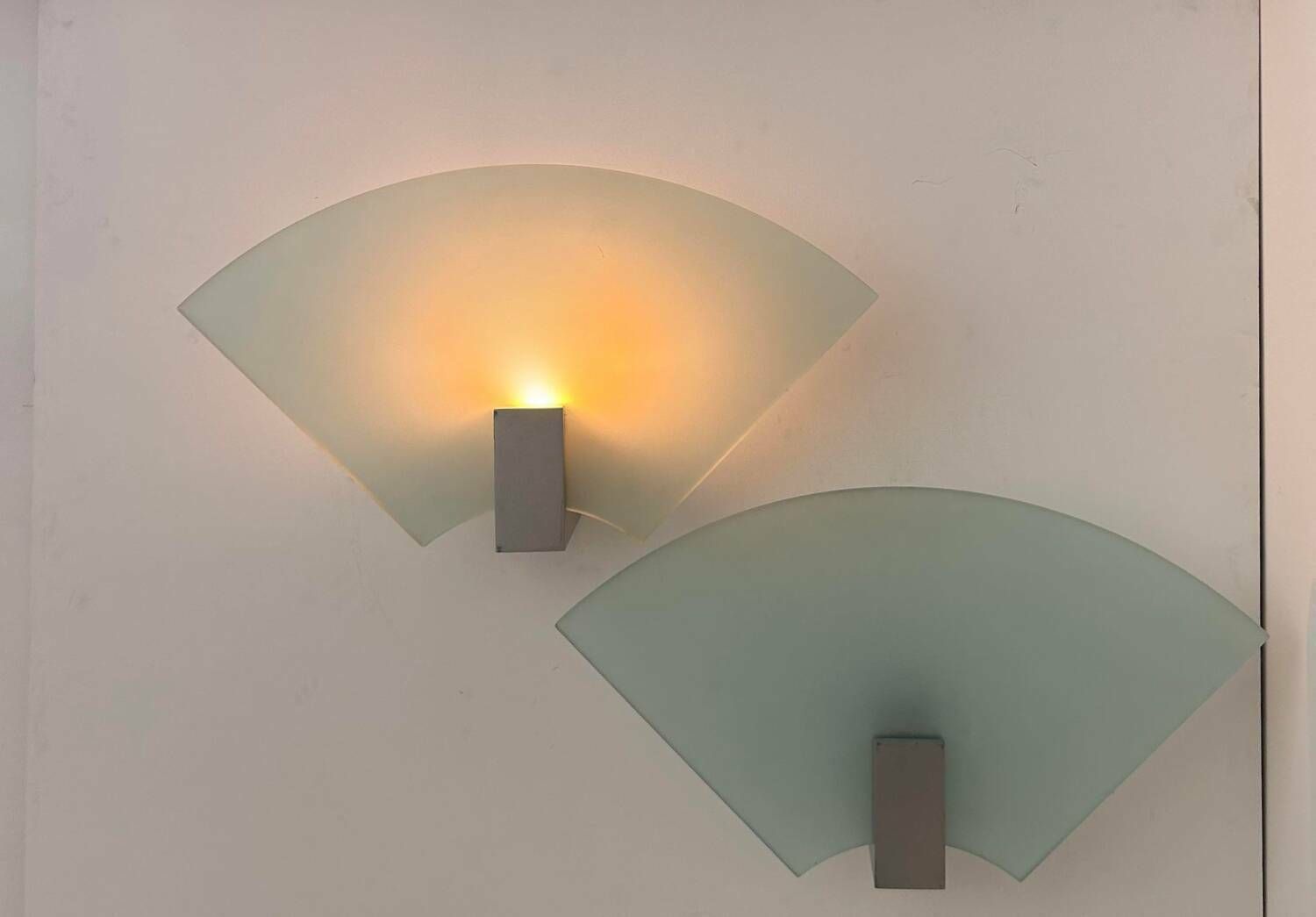 photo furniture Pair Of Vintage Sandblasted Glass Wall Lights, Italy 1980s