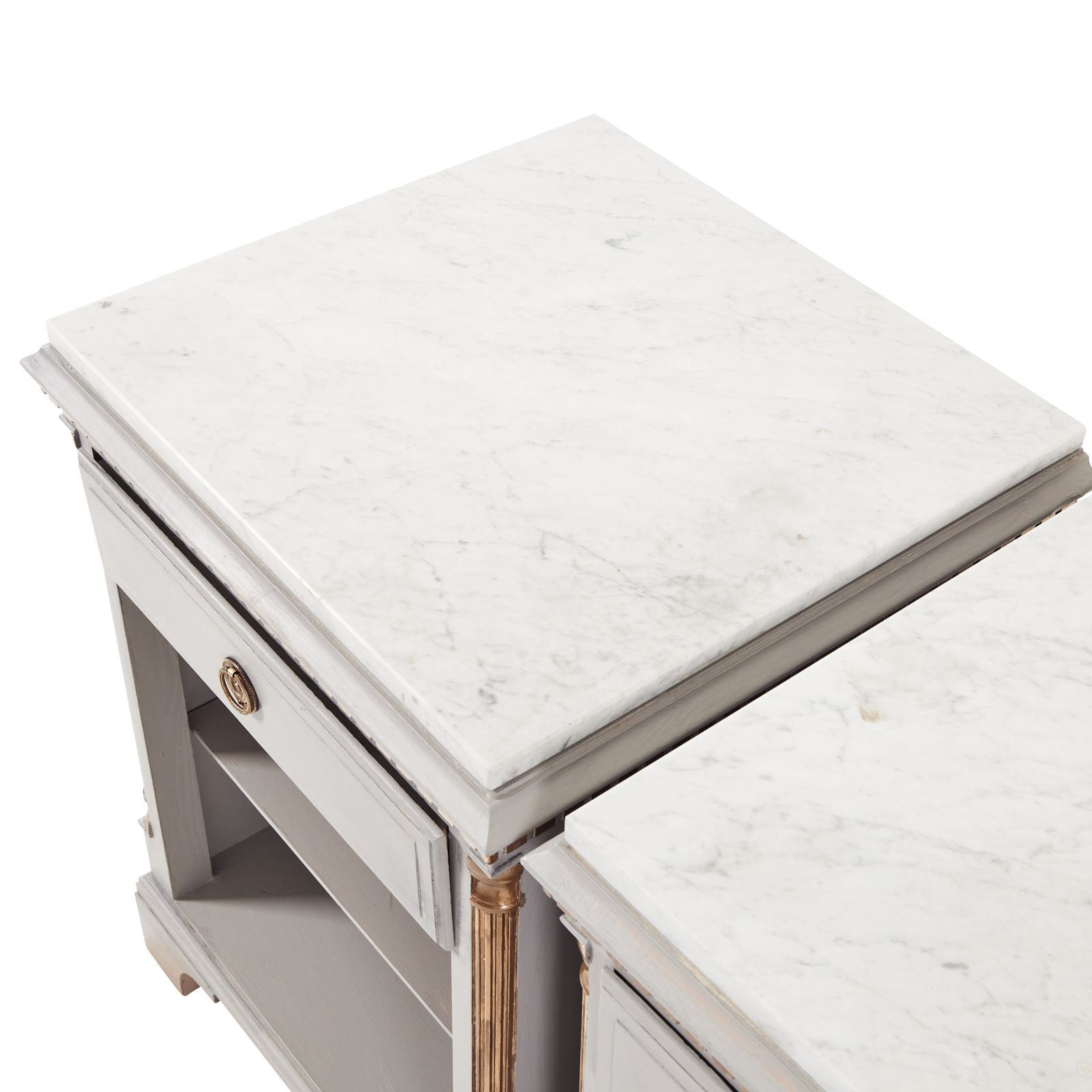 Pair Of Gustavian Bedside Table Wuth Marble Top photo for sale