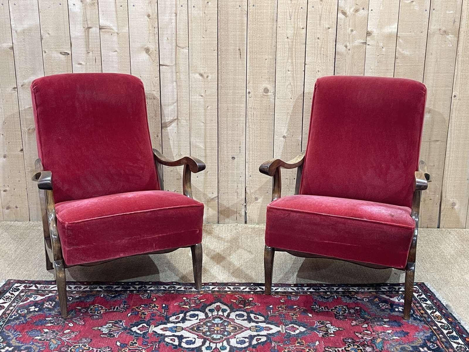 Pair Of Beech Bridge Armchairs From The 1950s photo for sale