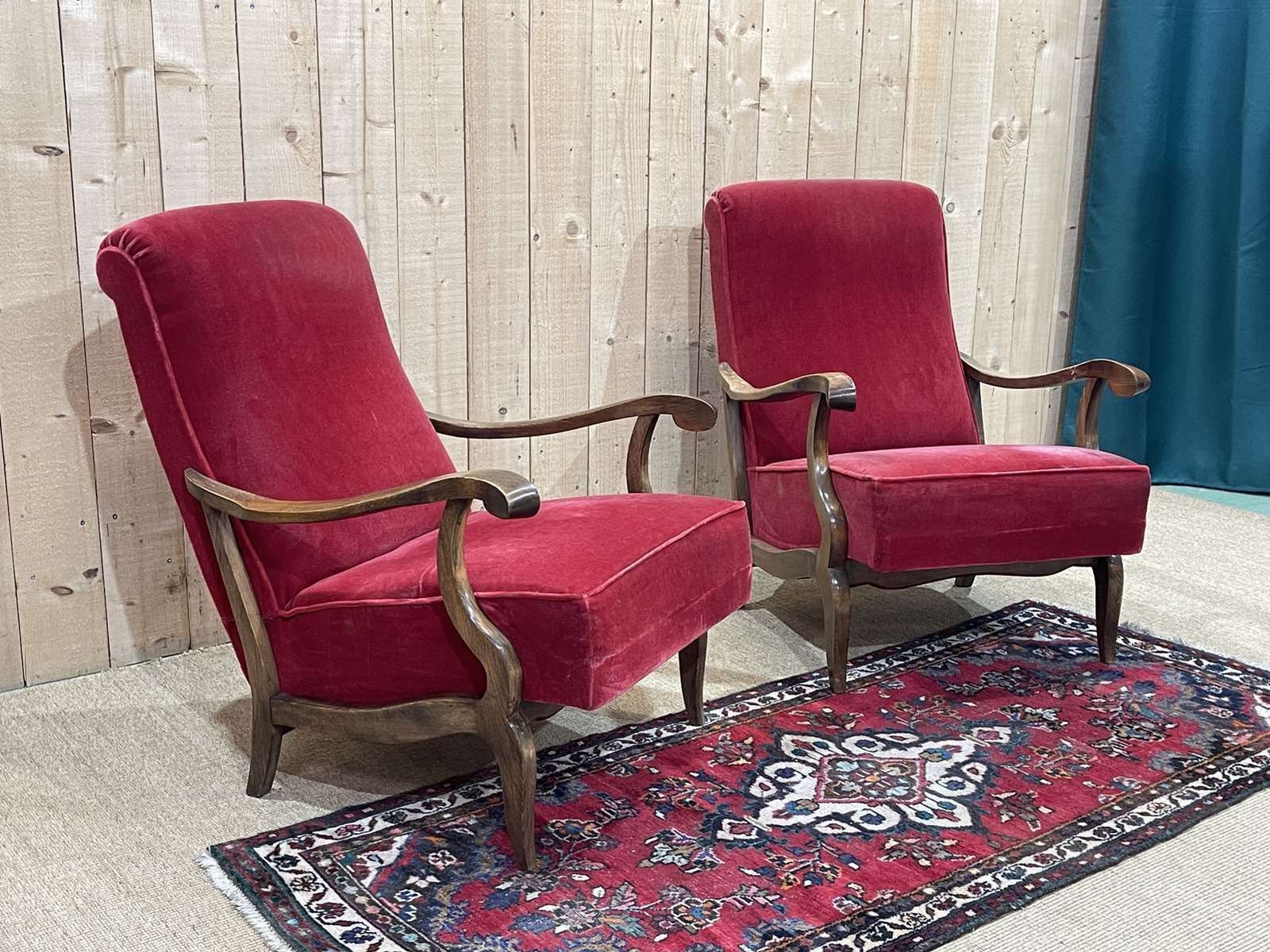 Pair Of Beech Bridge Armchairs From The 1950s