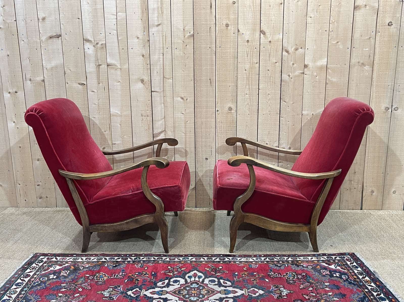 Pair Of Beech Bridge Armchairs From The 1950s photo buy