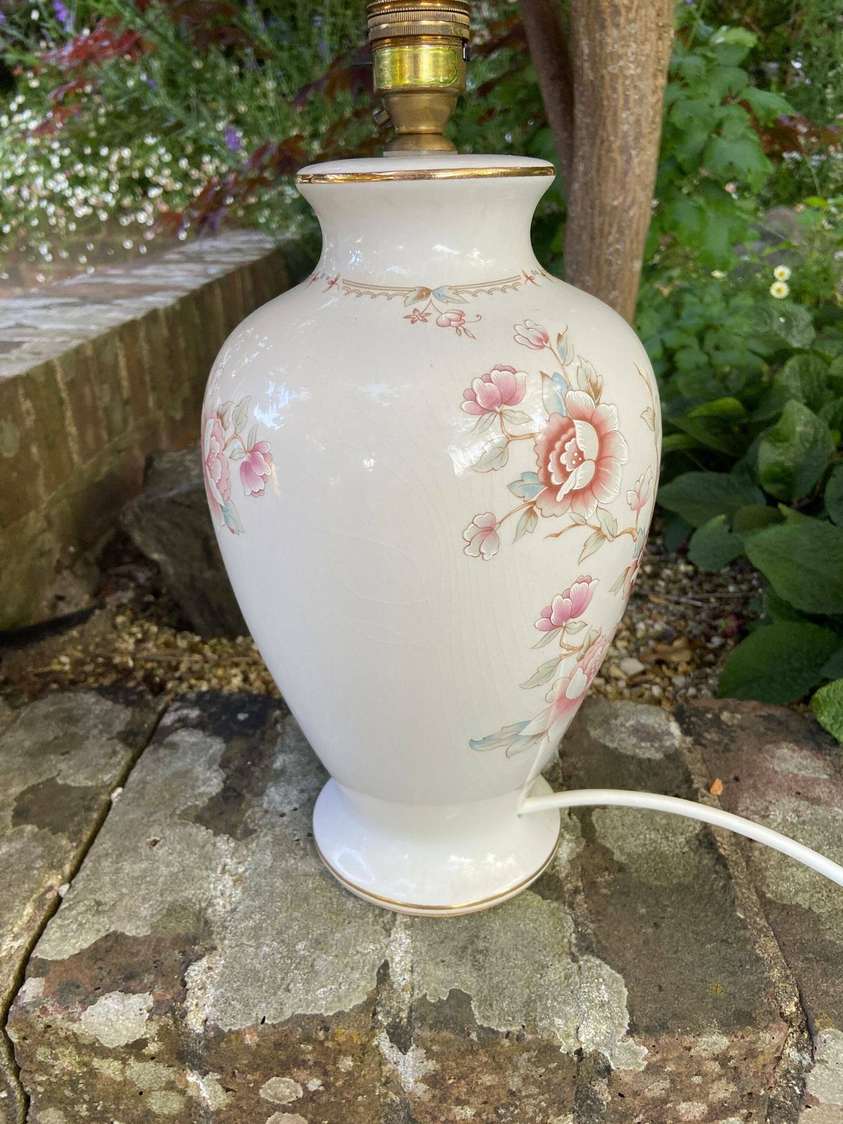 Vintage M&S St Michael's 1980s Ceramic Lamp With Rose And Blossom Detail   Working Condition photo Lighting
