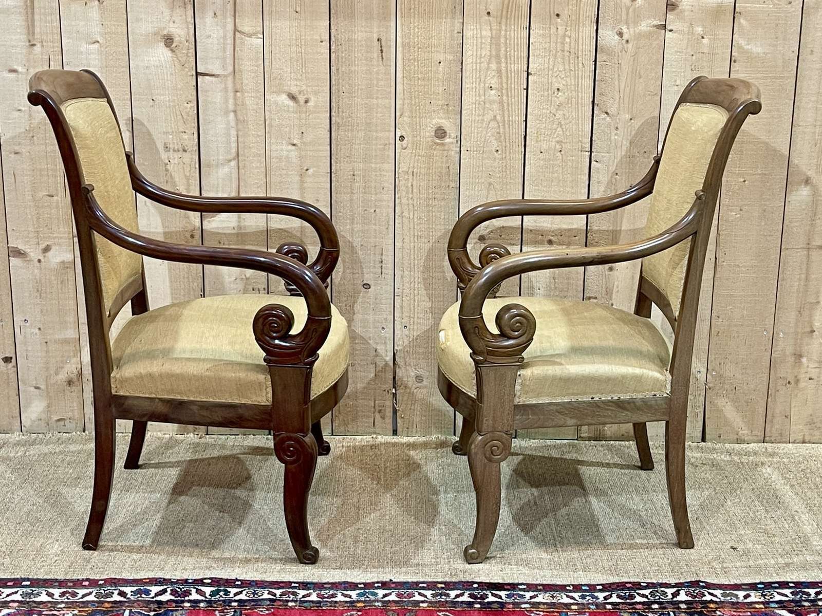 Pair Of Restoration Armchairs In Mahogany From The End Of The 19th Century photo buy