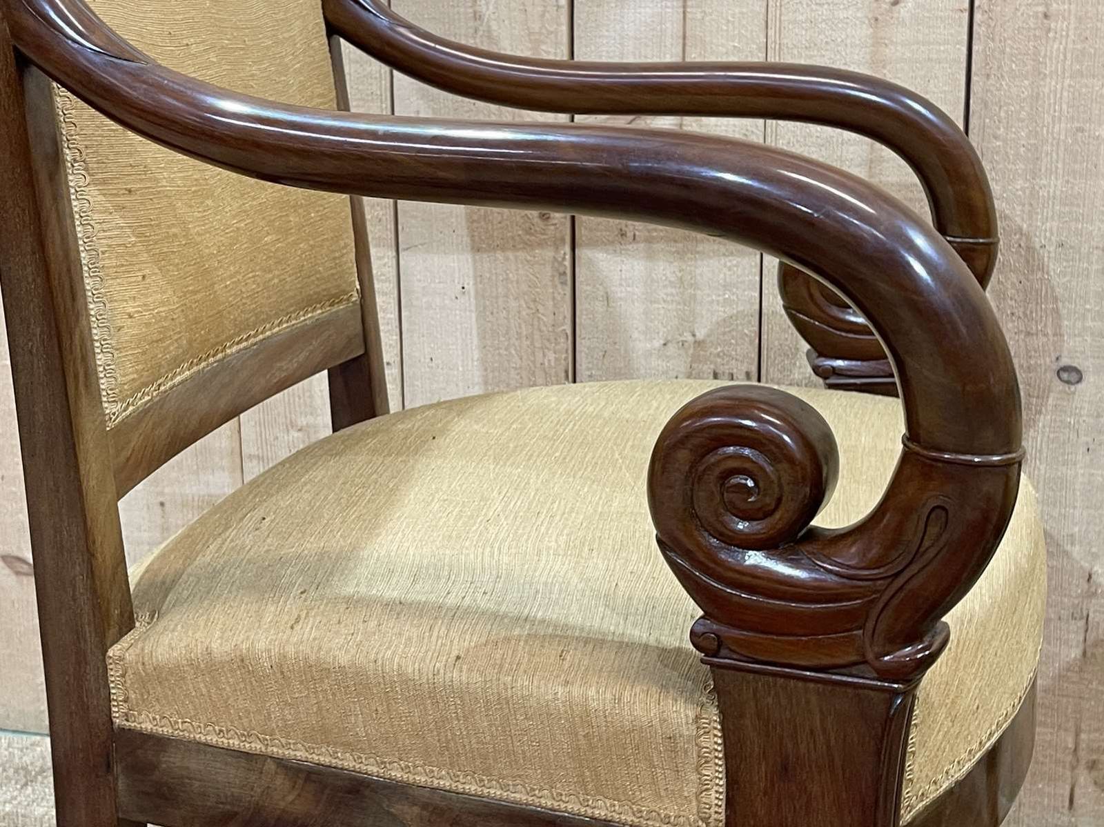 photo for sale Pair Of Restoration Armchairs In Mahogany From The End Of The 19th Century