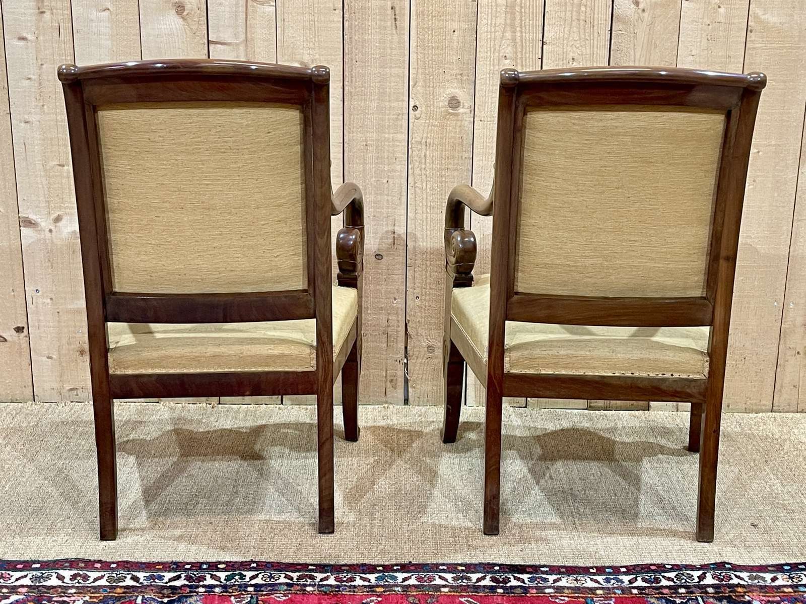 1380.0 Pair Of Restoration Armchairs In Mahogany From The End Of The 19th Century photo