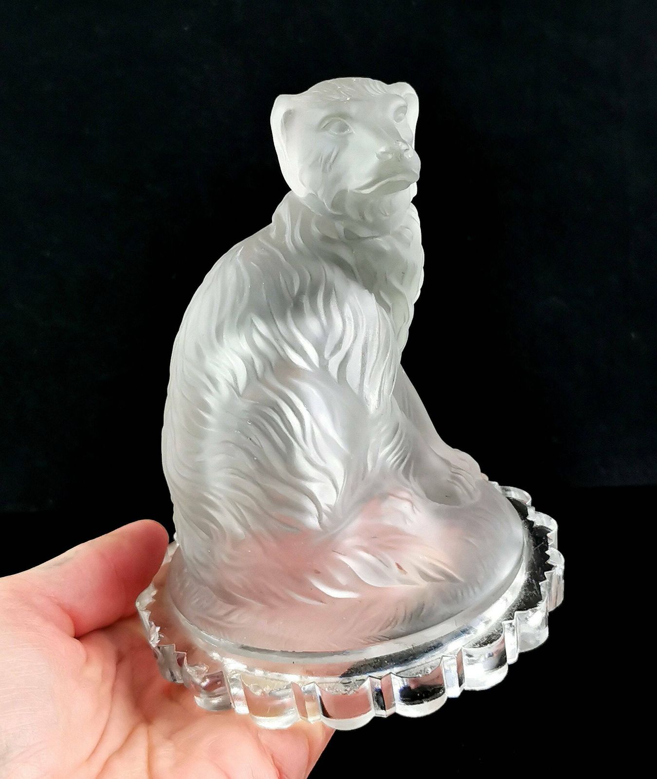Antique Dog Sculpture, Pressed Glass Figure photo buy
