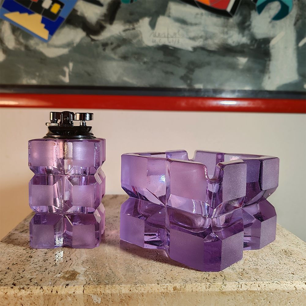 1970s Purple Smoking Set By Antonio Imperatore In Murano Glass . Made In Italy photo furniture