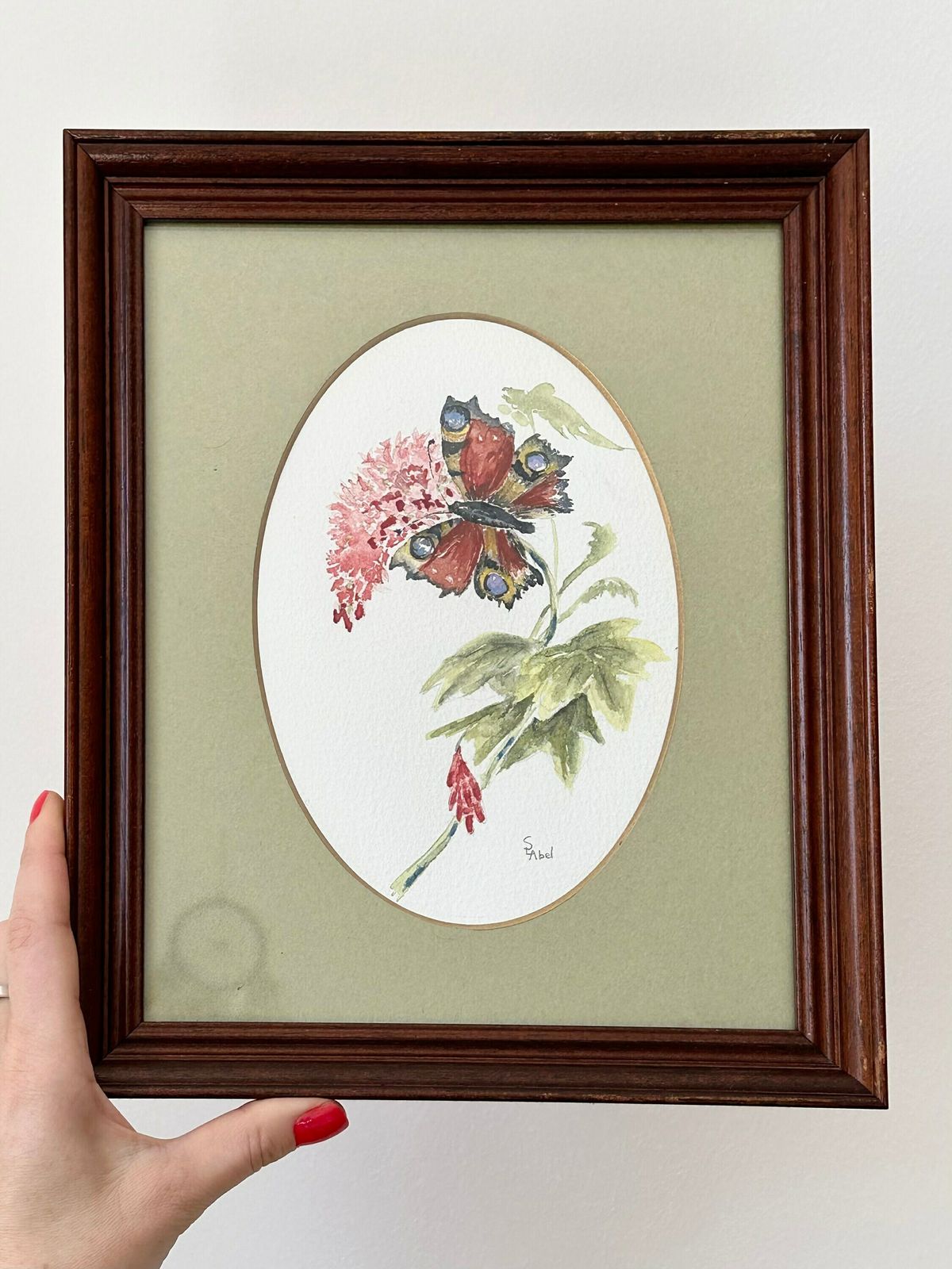 Original Watercolour Painting, Vintage Art, Butterflies Painting photo furniture