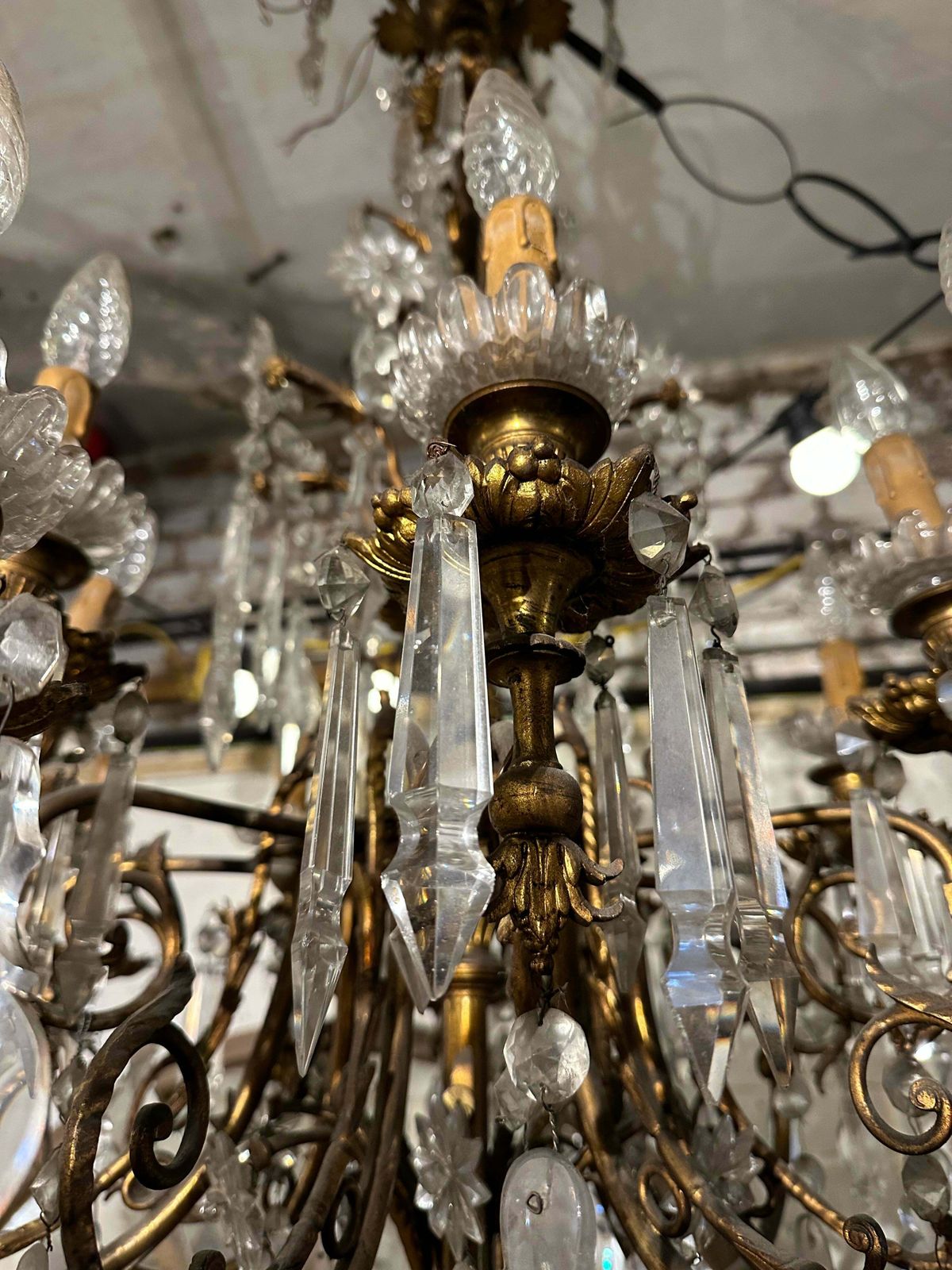 Rare, 19thc Bronze And Crystal, French Chandelier photo for sale