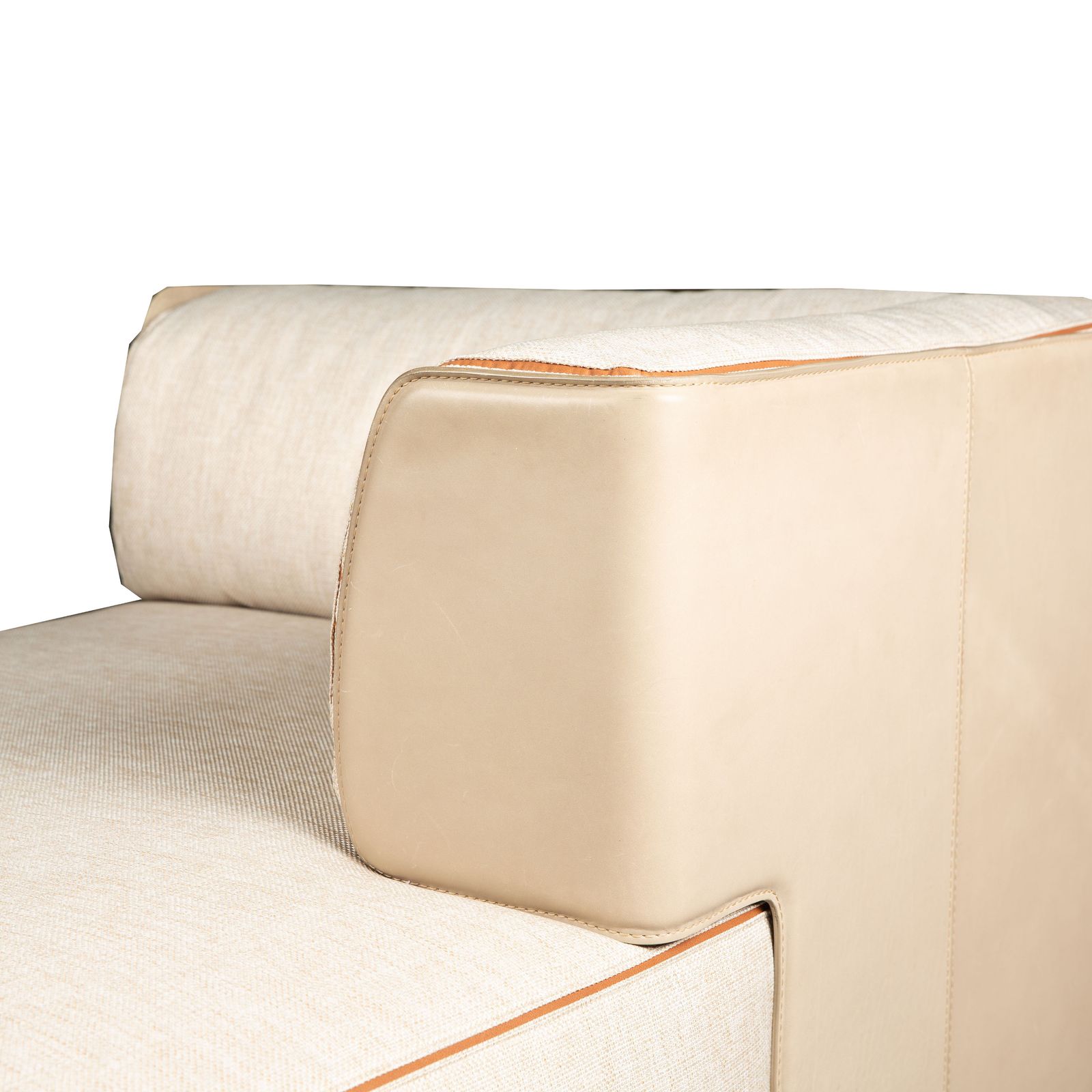 Canapé d'angle Fendi Soho Element en tissu et cuir, beige et brun, module méridienne droit, revêtement neuf, par Toan Nguyen photo vintage