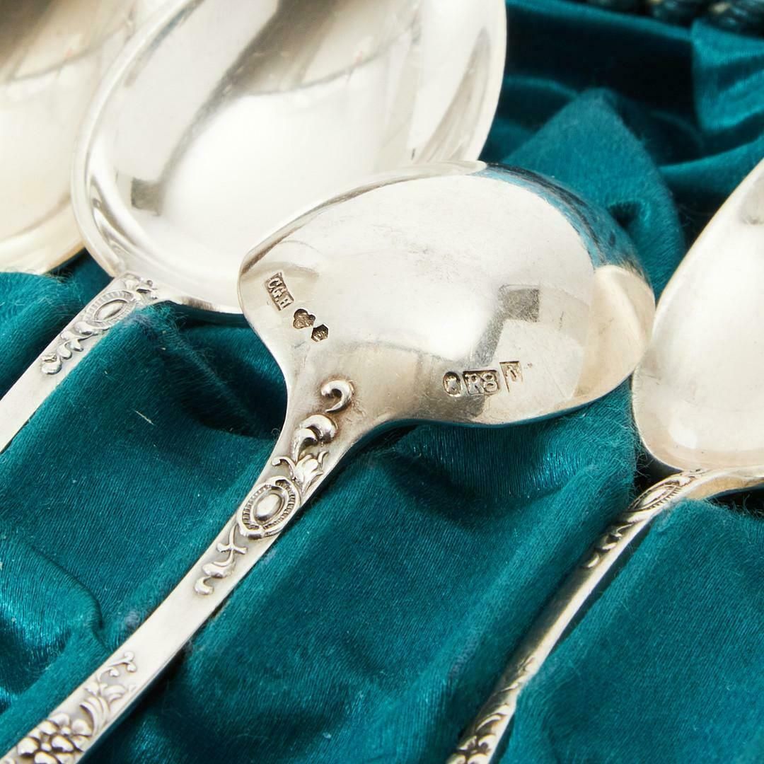 Exclusive Tea Coffee Spoons, 12 Pcs. Sterling Silver & Box, Model Olga photo furniture