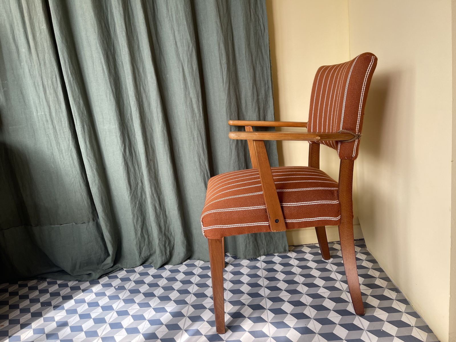 Danish Striped Occasional Chair photo for sale