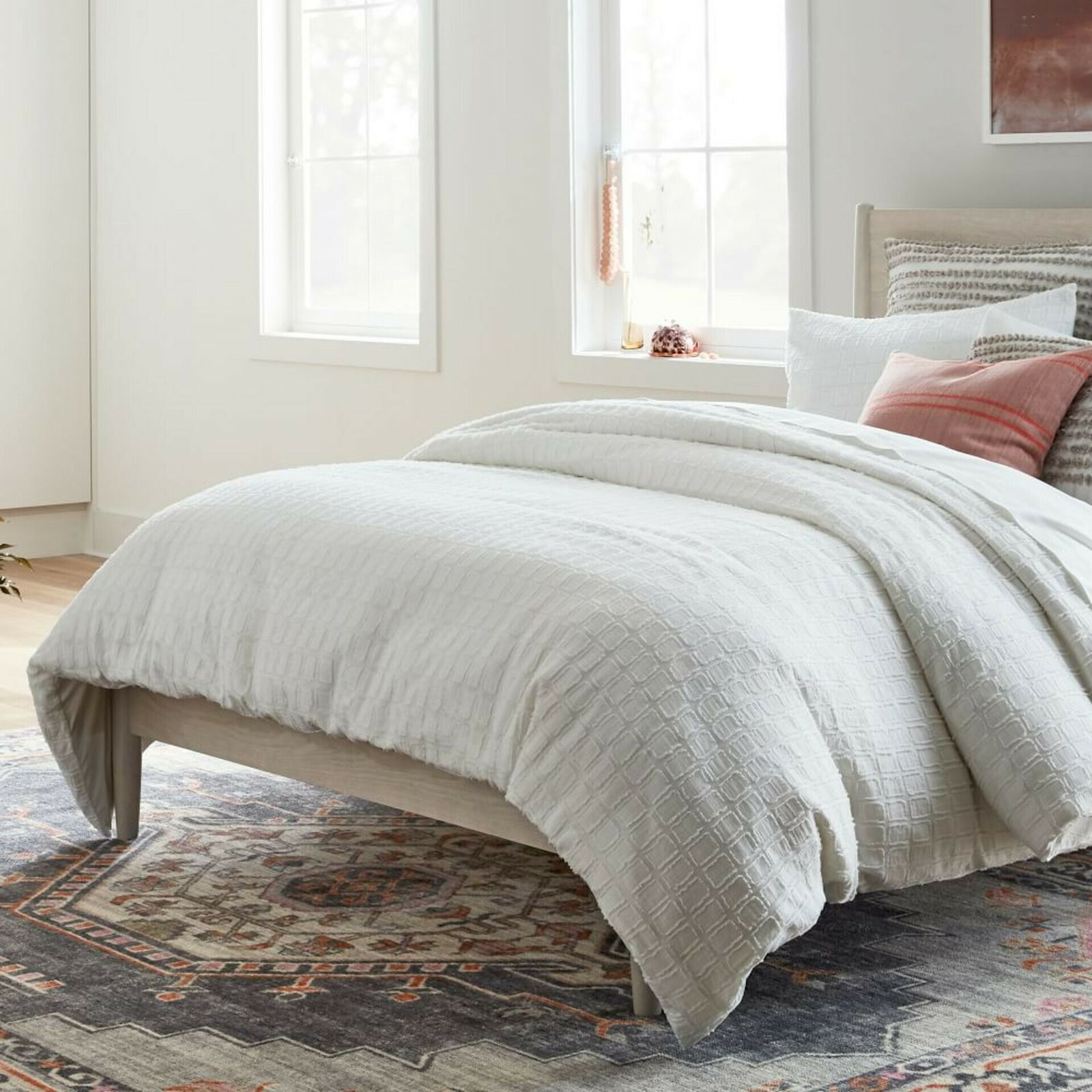 Mid Century Double Bed Frame With Light Wood & Scandinavian Style photo for sale