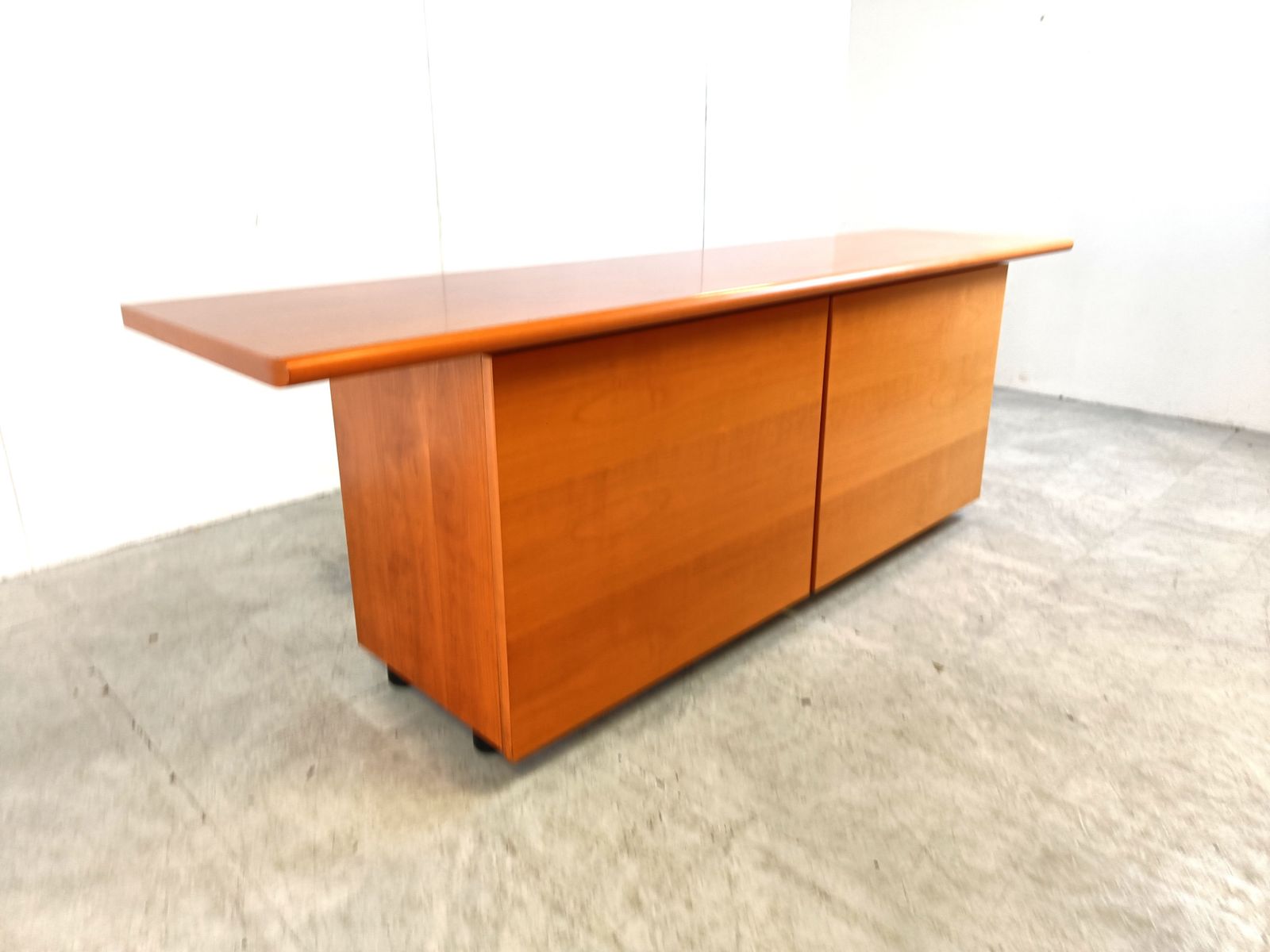 Furniture Italian Wooden Sideboard With Sliding Doors, 1990s photo