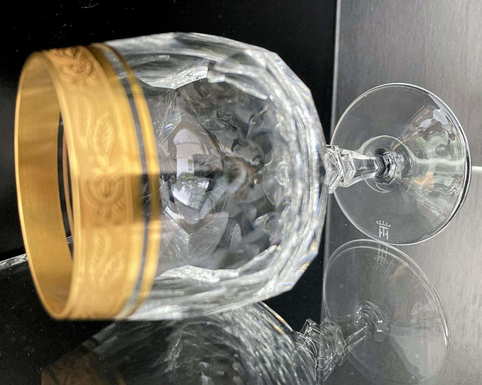 Crystal Cognac Glasses Gold | 2pcs | Balloon | Theresienthal Ca 1950s photo vinterior