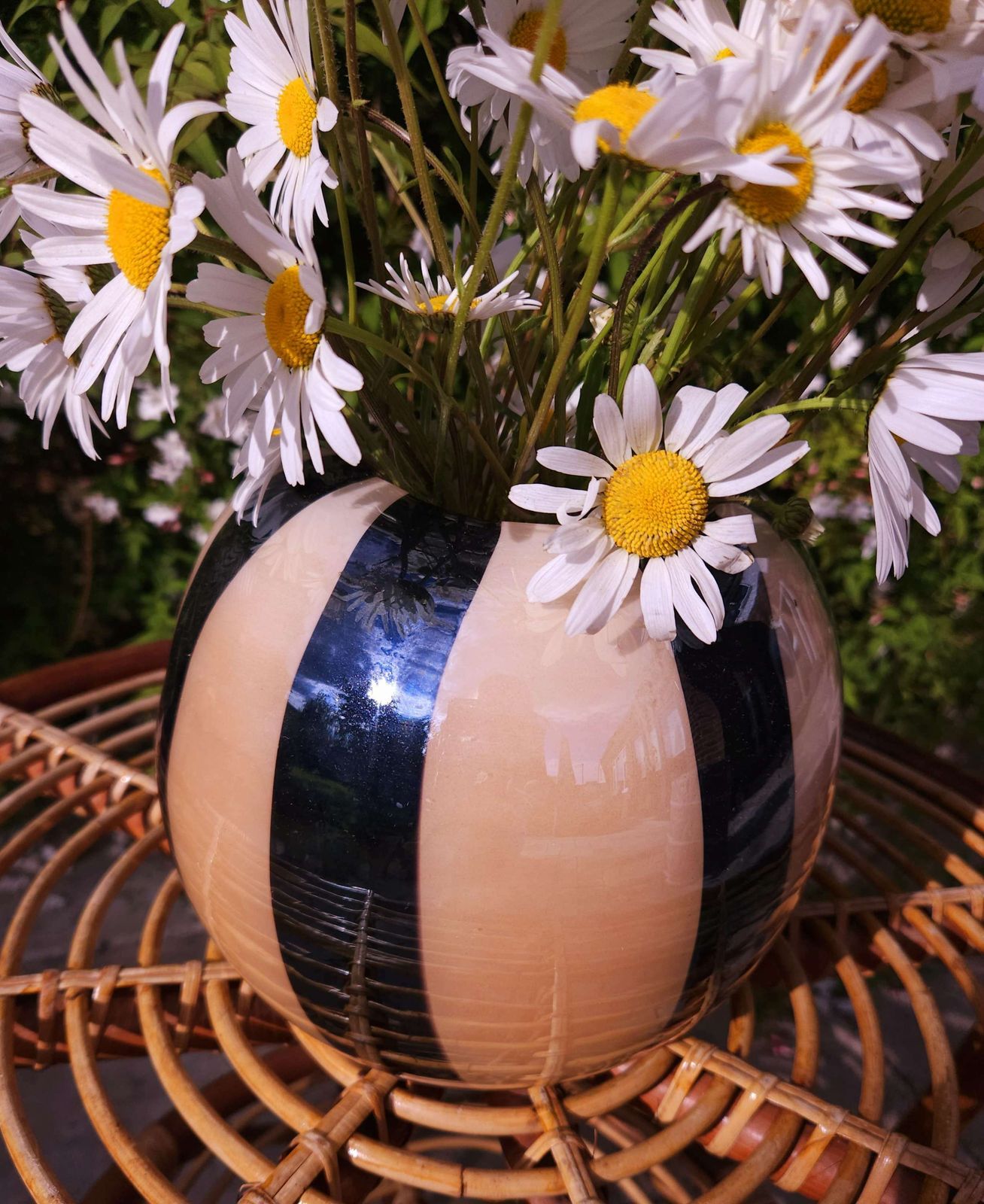 Unusual Murano Style, Striped Spherical Glass Vase photo Home Decor