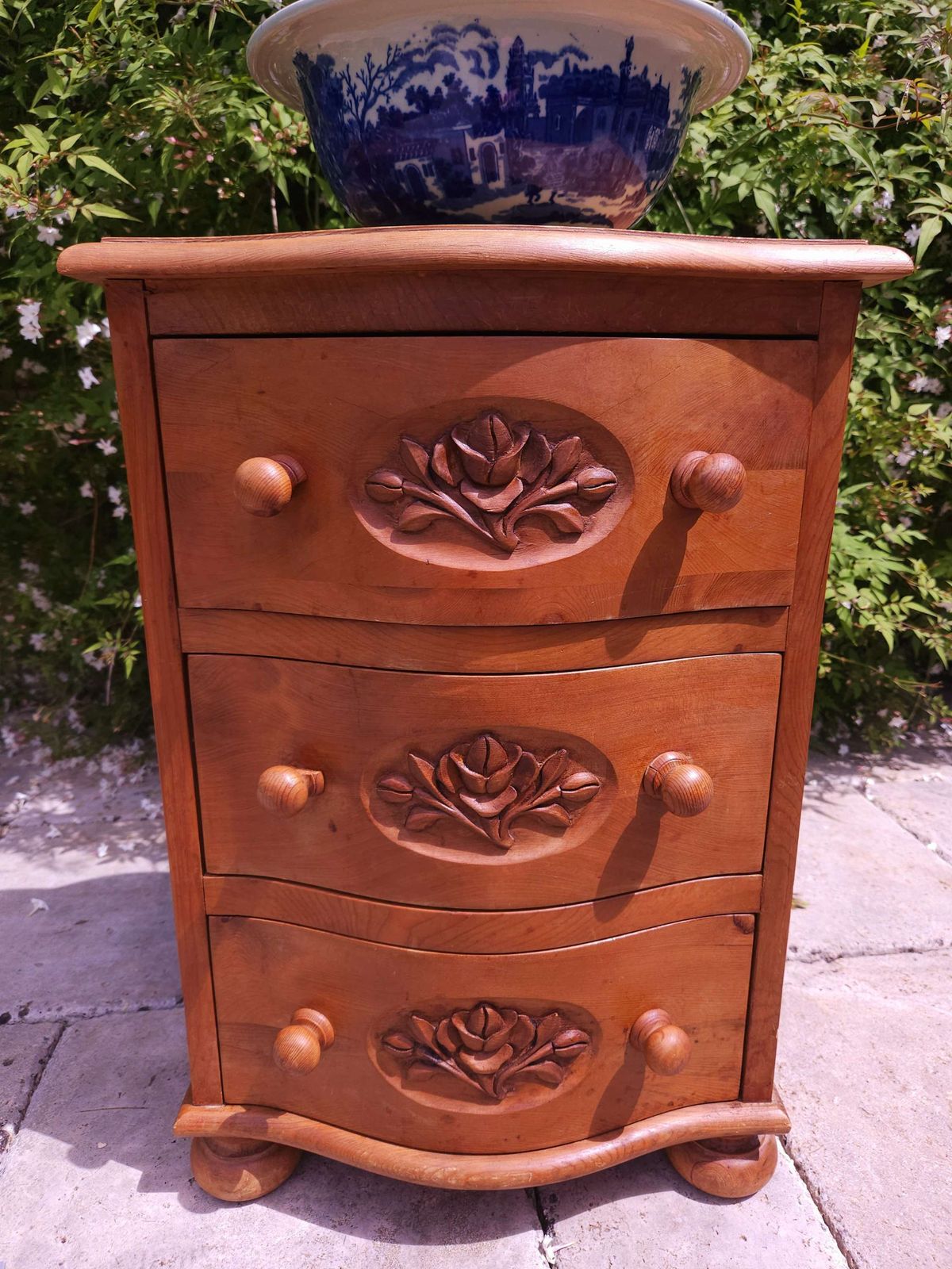 Solid Pine, Shaped & Carved Side Table With Drawers photo furniture