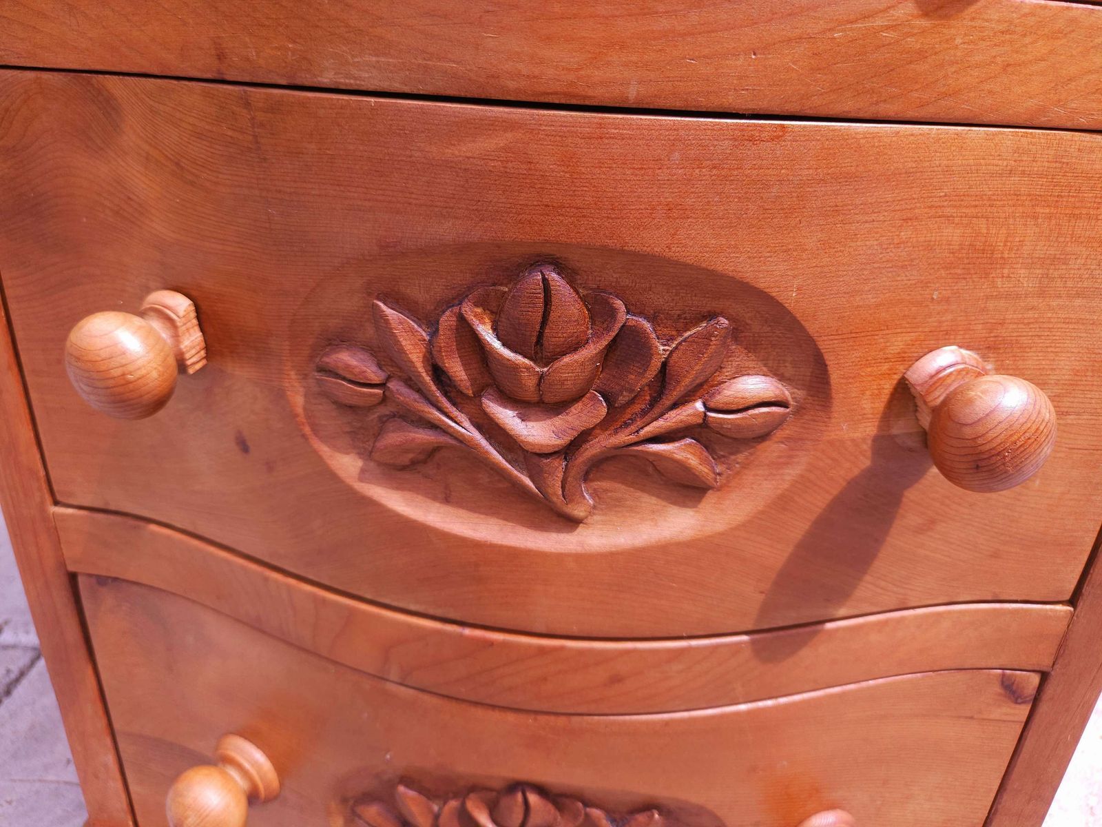 Solid Pine, Shaped & Carved Side Table With Drawers photo buy