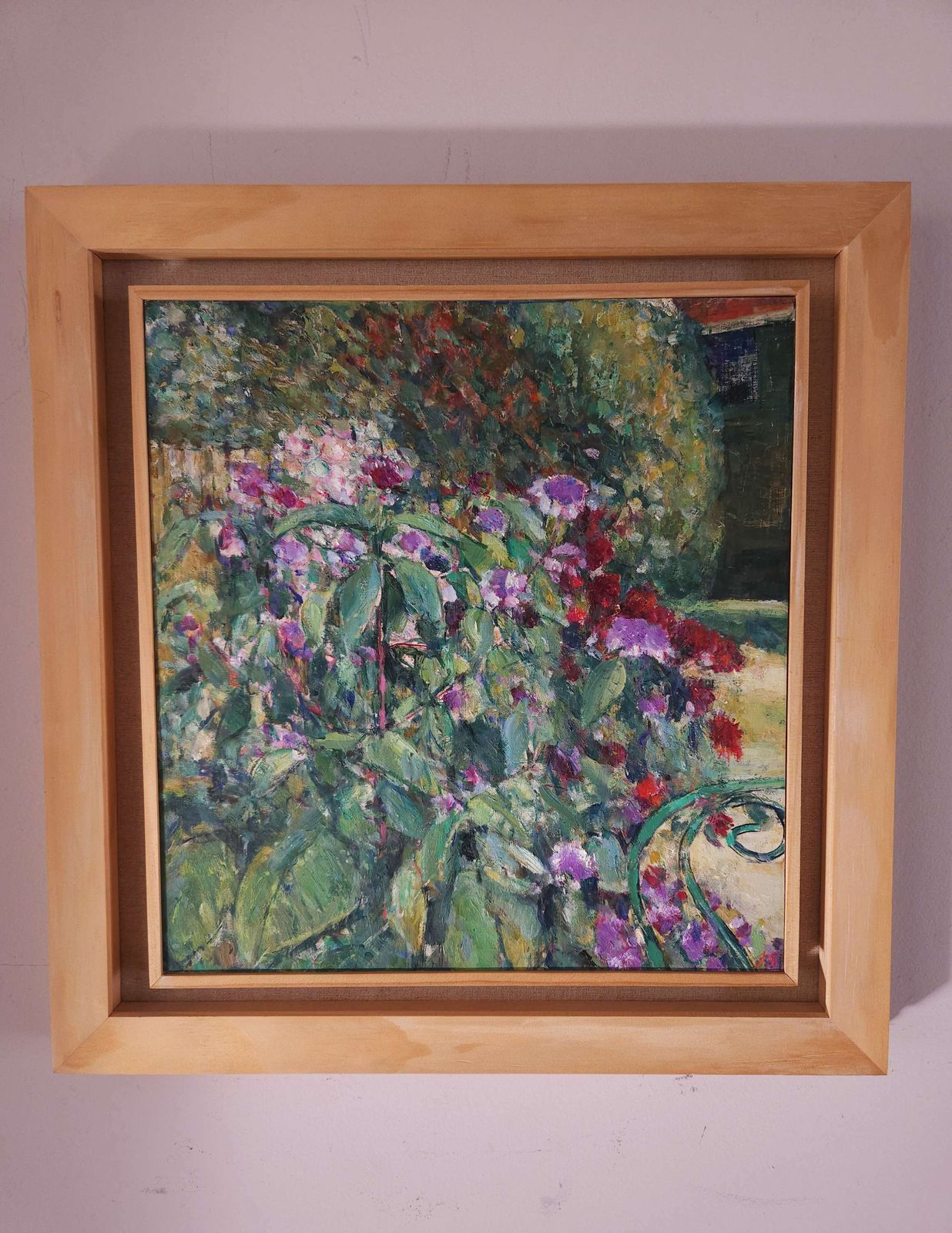Framed Oil On Board Of Colourful Summer Garden By Suffolk Artist John Sergeant photo vinterior
