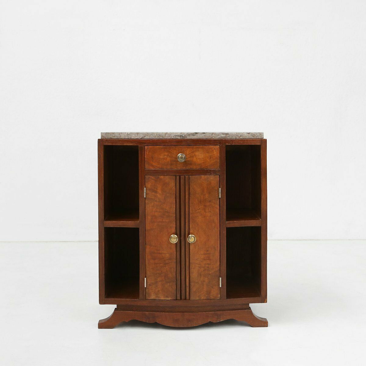 Art Deco Cabinet In Wood With Marble Top, France, 1930s