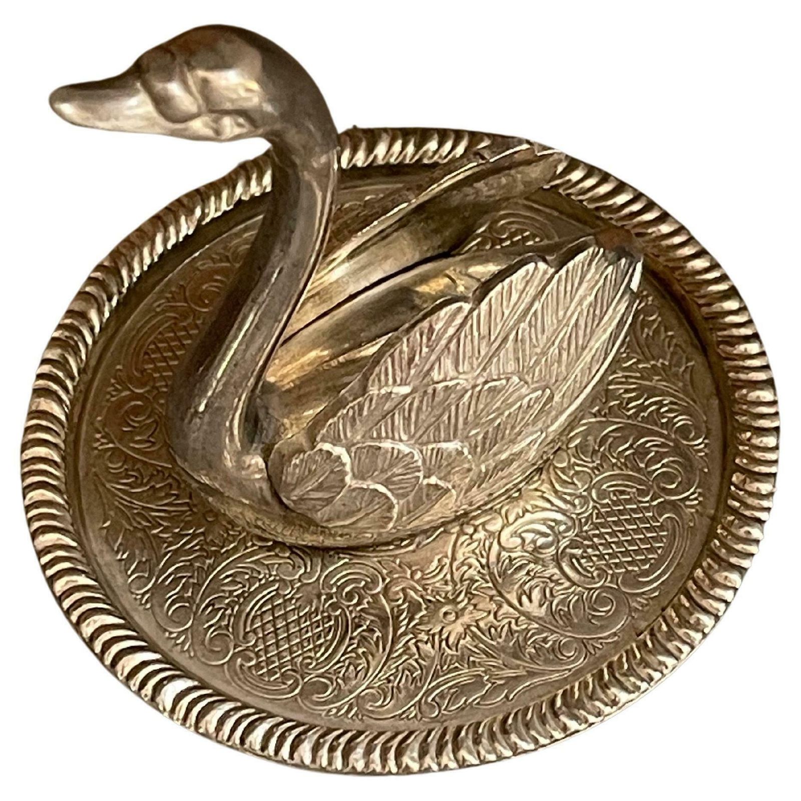 Antique Sliver Ring Holder Swann Birds Decorative Jewellery Organiser Home Décor