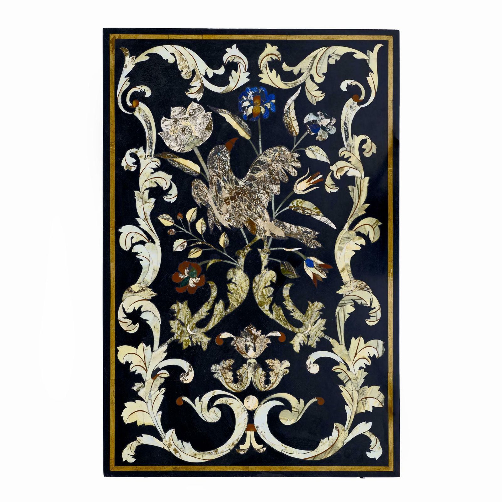 20th Century Italian Handmade Wrought Iron Coffee Table Frame Inlaid Marble Top photo 8195.0