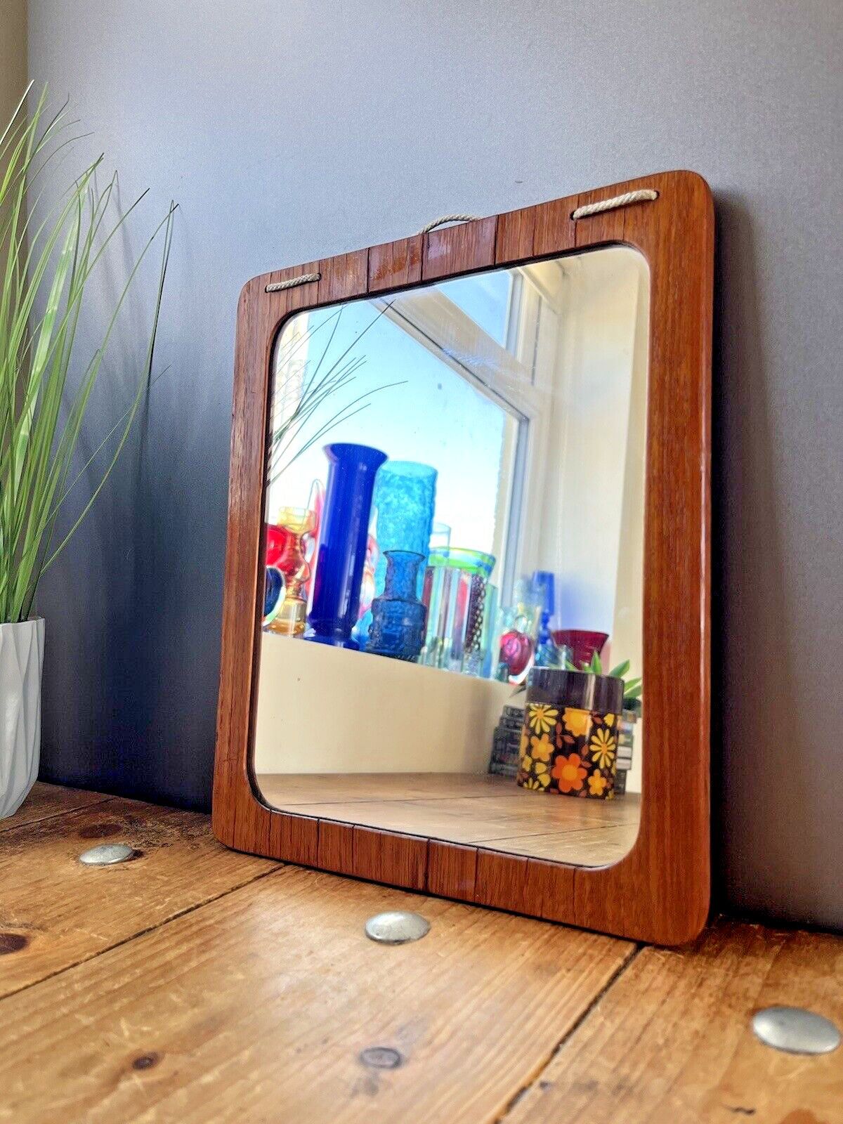 Mid Century Modern Swedish Sowe Konst Sovestad Teak 60's Wall Mirror Scandi Mcm photo for sale
