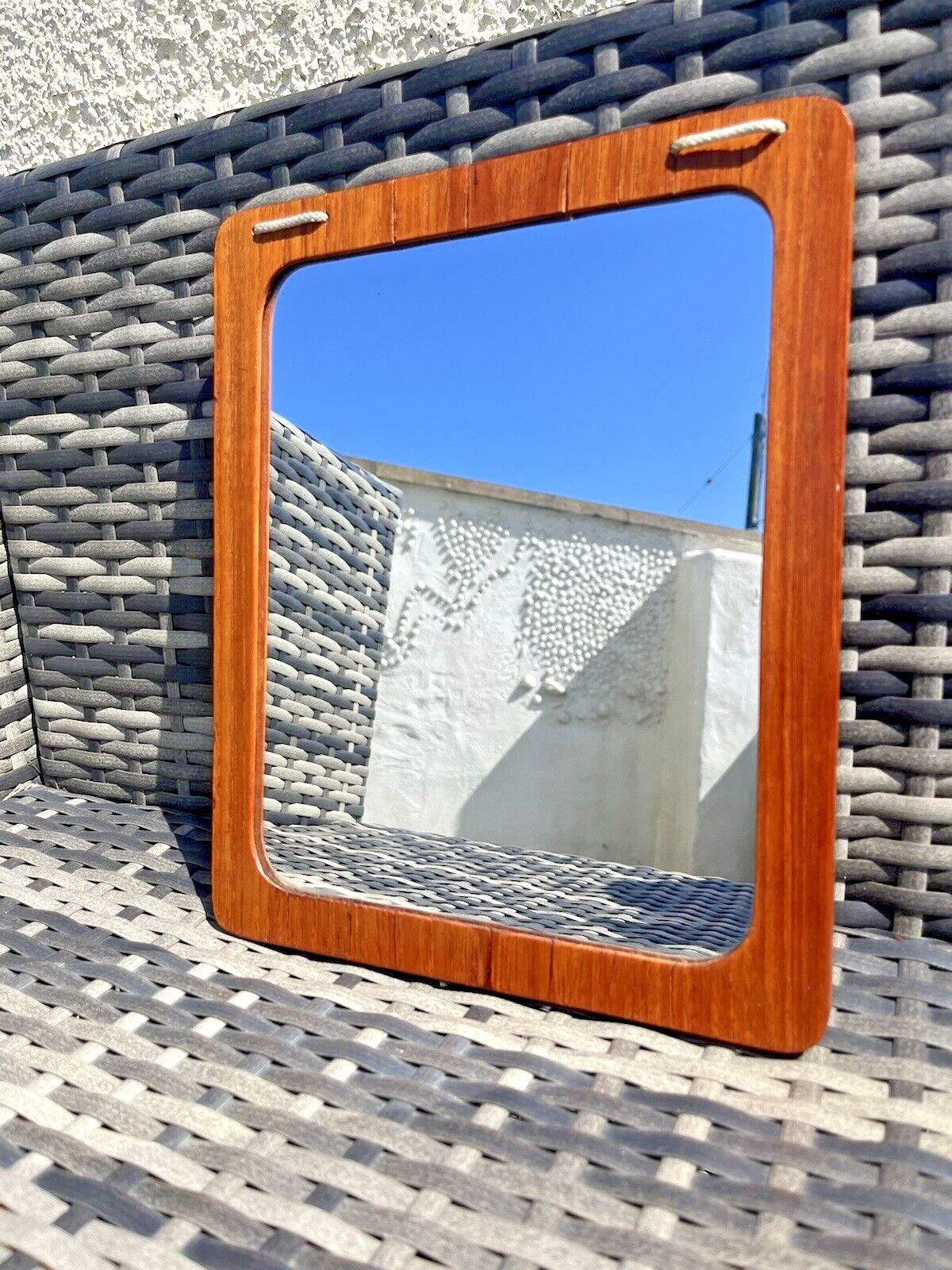 photo for sale Mid Century Modern Swedish Sowe Konst Sovestad Teak 60's Wall Mirror Scandi Mcm